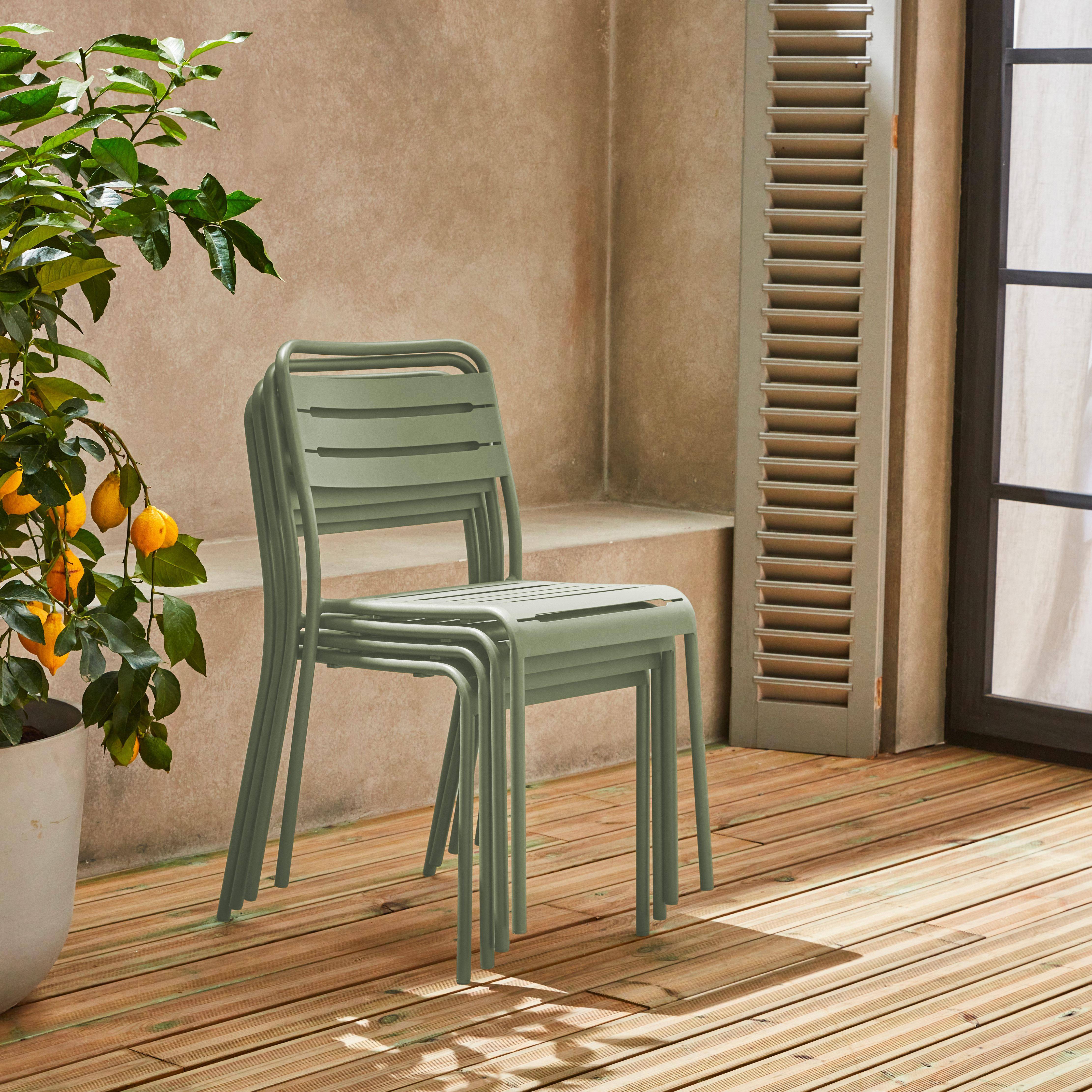 4er-Set-Gartenstühle aus Stahl, 4 Sitze, grün, B 44 x T 52 x H 79 cm - Amelia Photo2