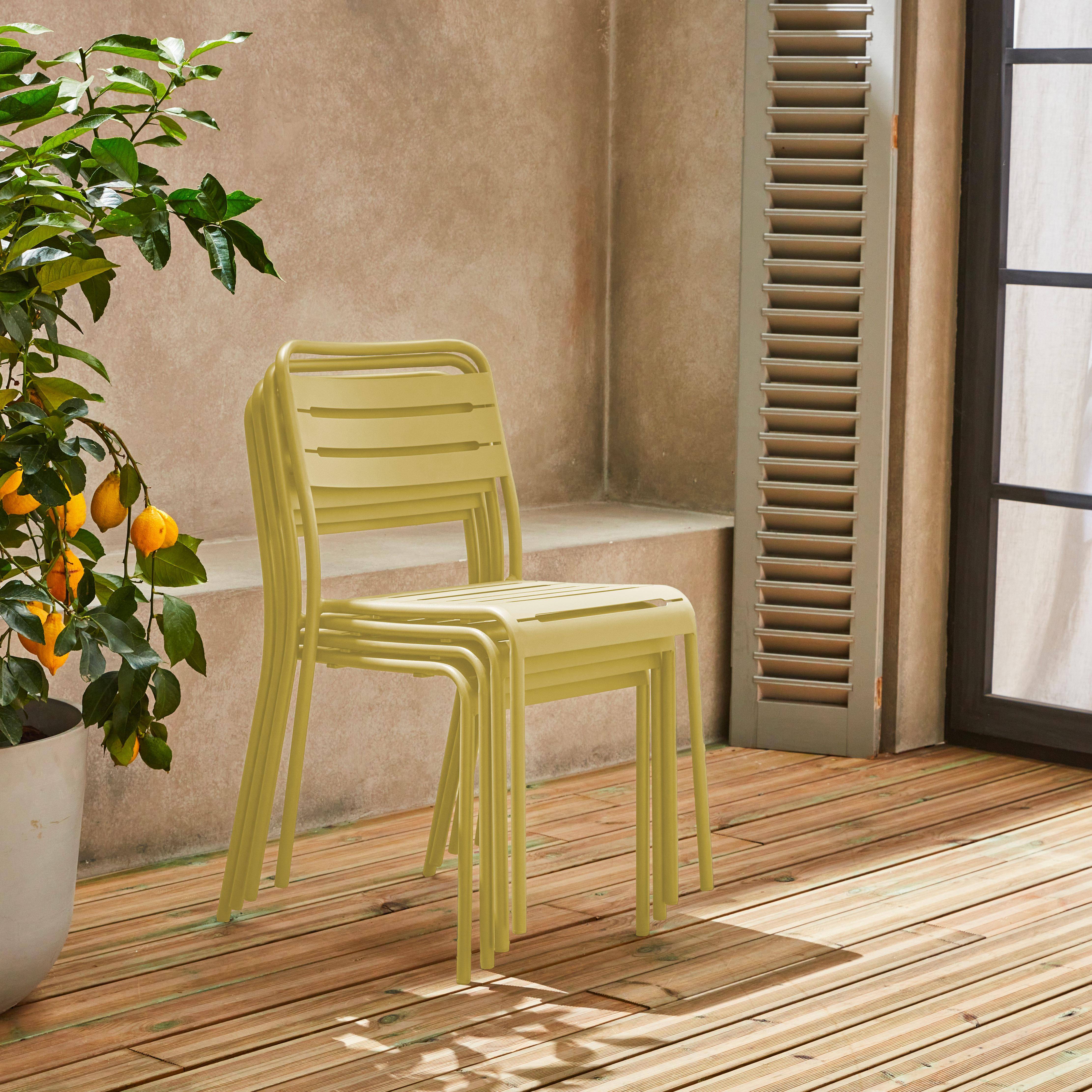 Set van 4 stalen tuinstoelen, 4 zits, geel, Amelia, B44 x D52 x H79cm Photo2