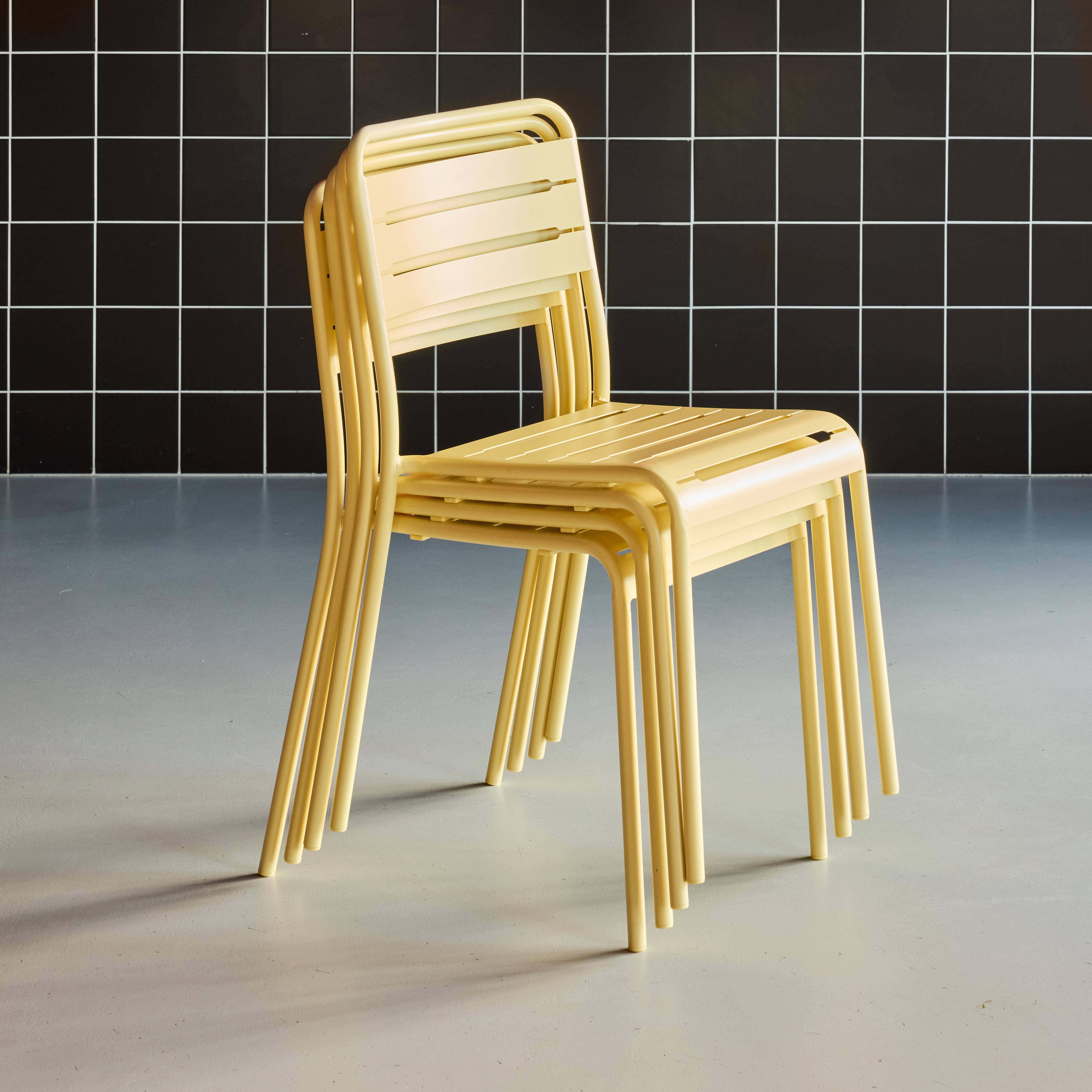 Cadeira de jardim em aço, set de 4, Amelia, Amarelo, 44x52x79 cm,sweeek,Photo2