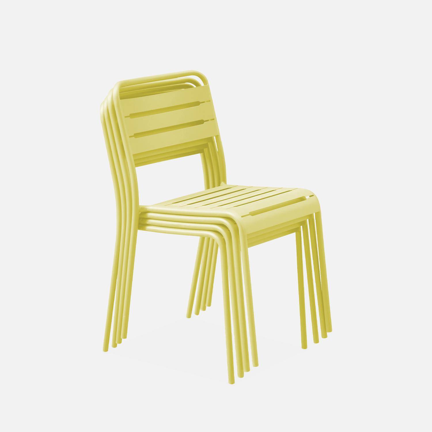 Set van 4 stalen tuinstoelen, 4 zits, geel, Amelia, B44 x D52 x H79cm Photo5
