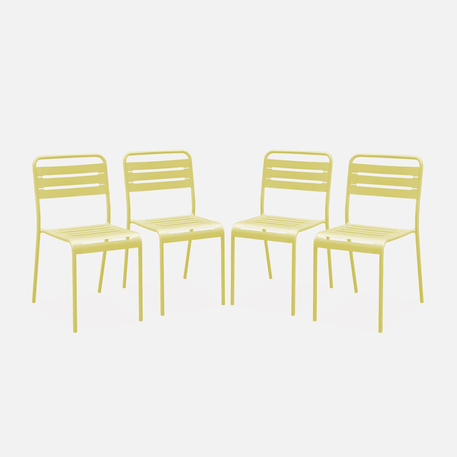 Set van 4 stalen tuinstoelen, 4 zits, geel, Amelia, B44 x D52 x H79cm Photo3