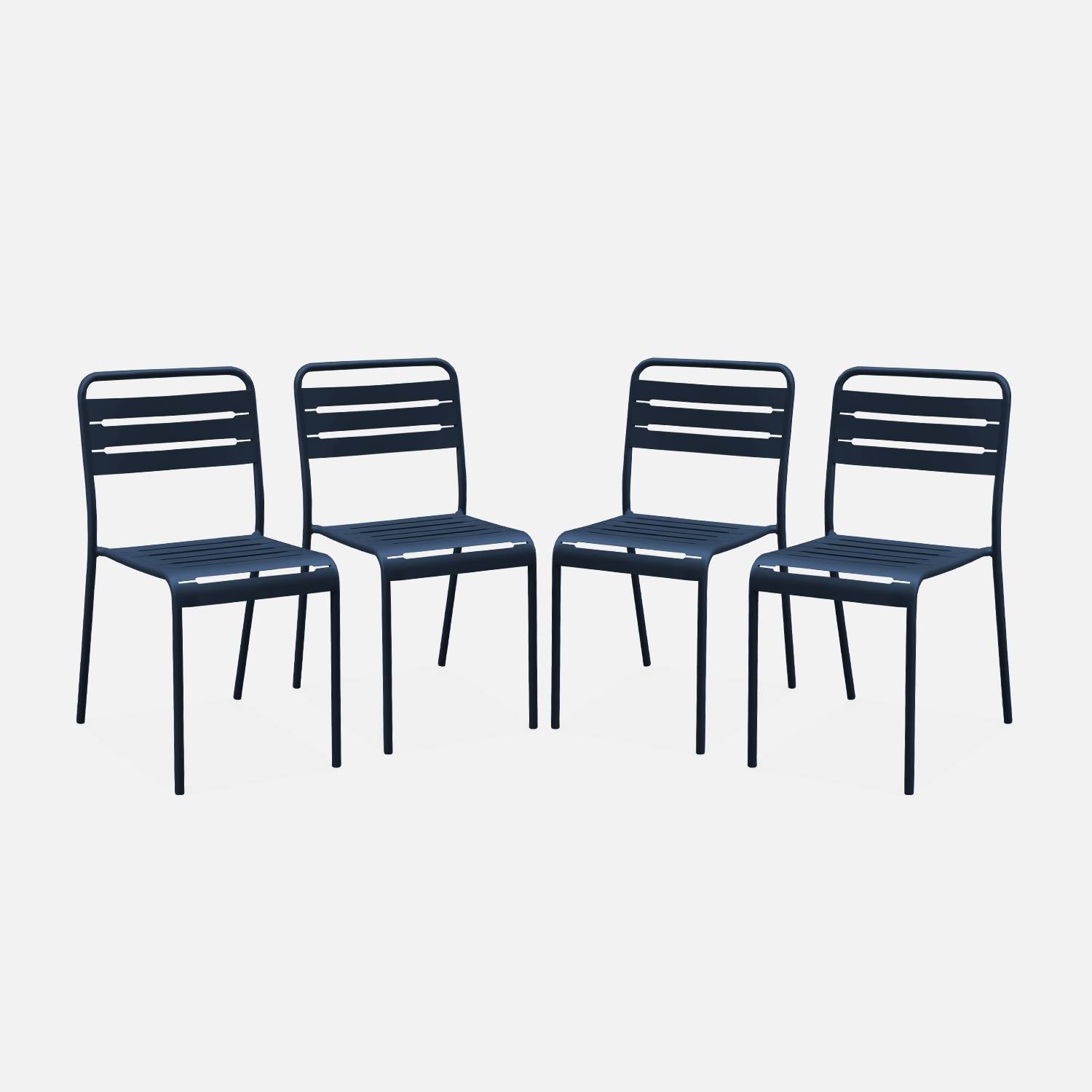 Lot de 4 chaises de jardin, marine | sweeek