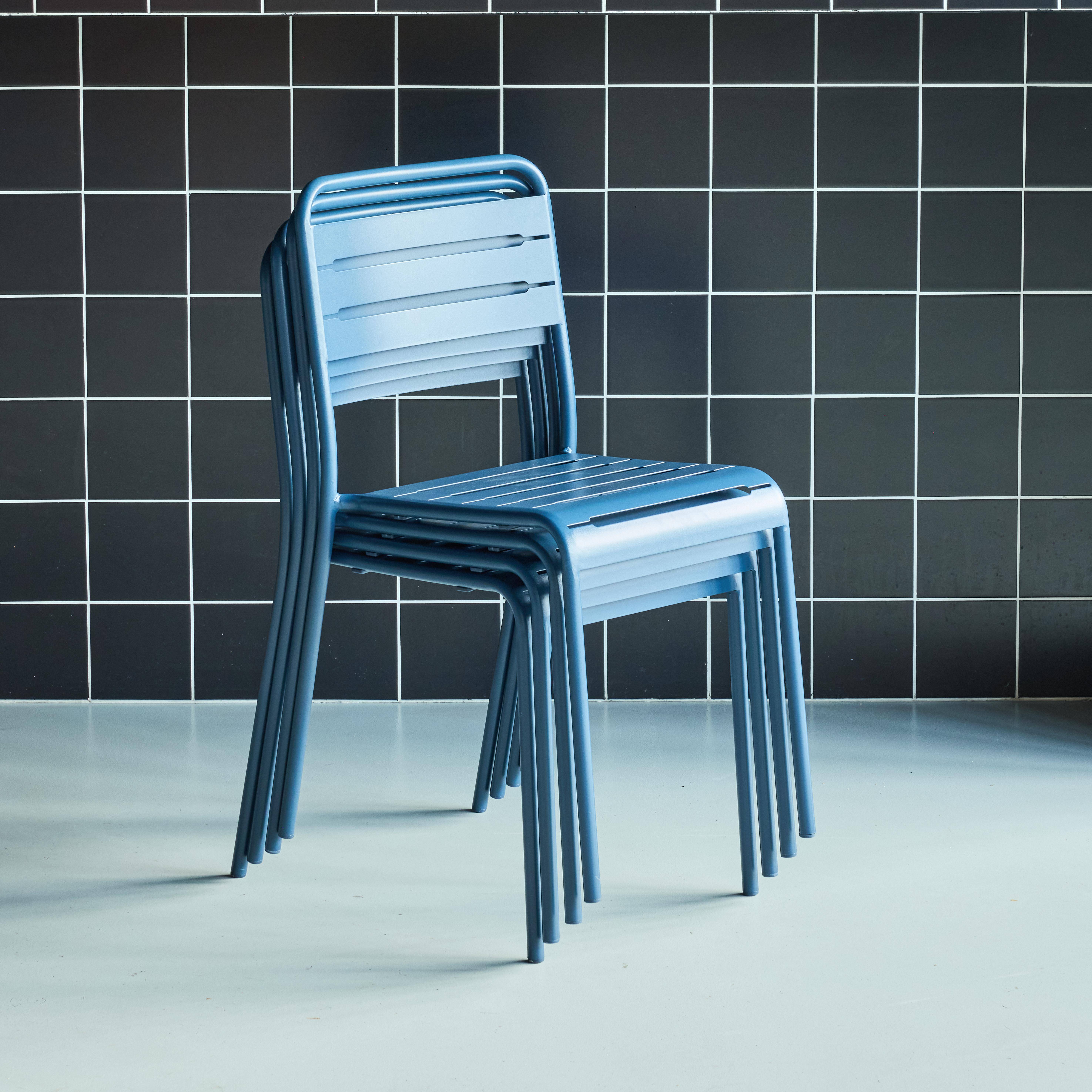 4er-Set-Gartenstühle aus Stahl, 4 Sitze, marineblau, B 44 x T 52 x H 79 cm - Amelia,sweeek,Photo2