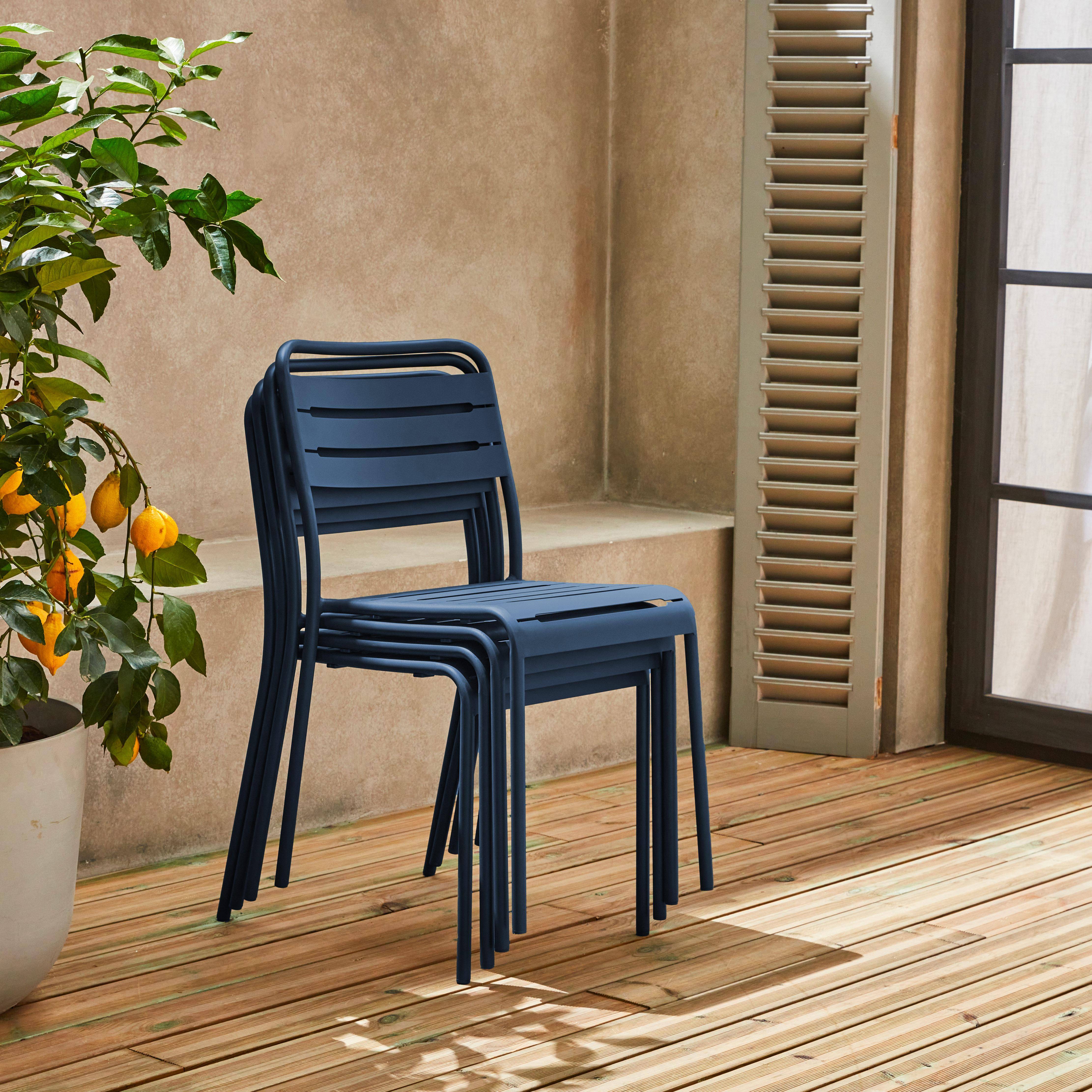 Set van 4 stalen tuinstoelen, 4 zits, marineblauw, Amelia, B44 x D52 x H79cm Photo2