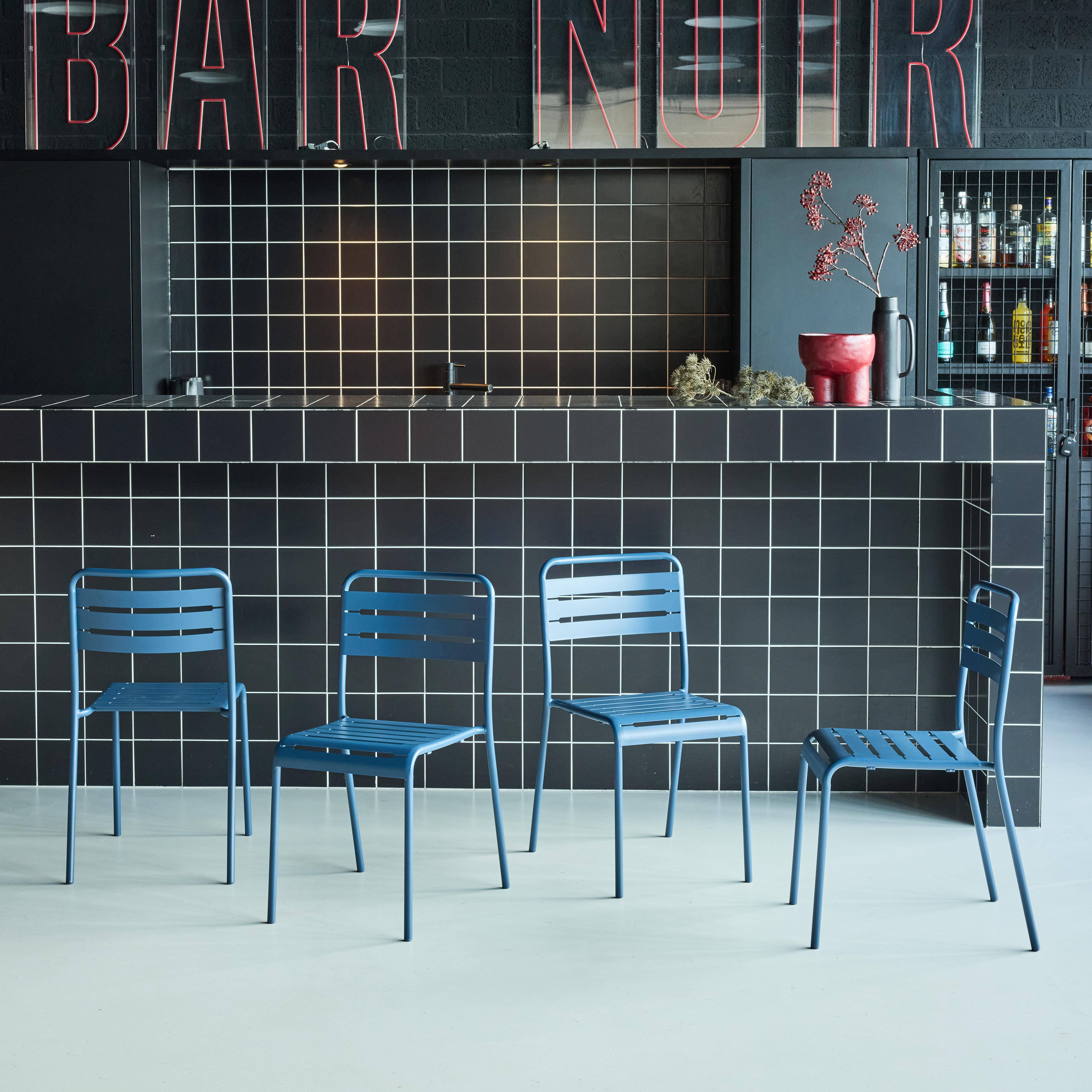 4er-Set-Gartenstühle aus Stahl, 4 Sitze, marineblau, B 44 x T 52 x H 79 cm - Amelia Photo1