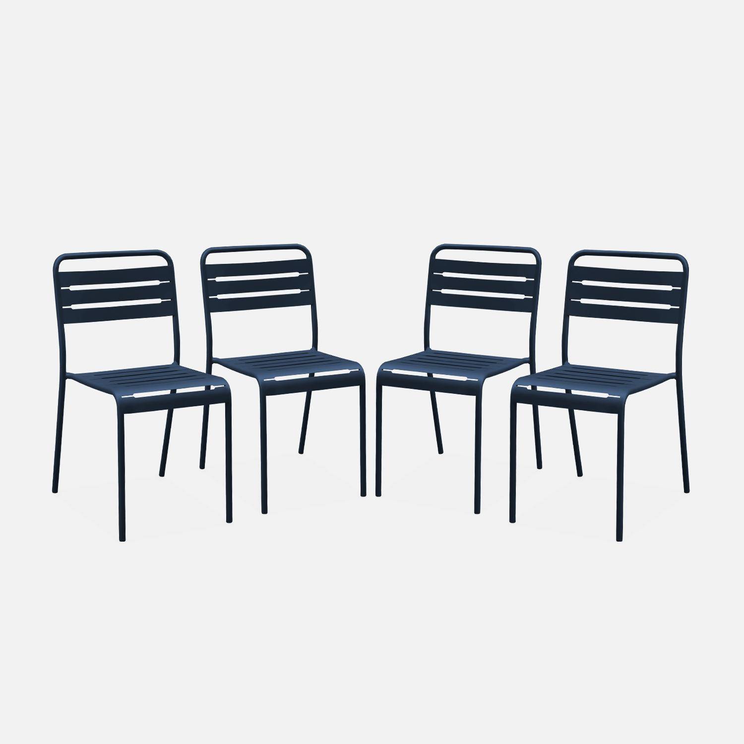 Set van 4 stalen tuinstoelen, 4 zits, marineblauw, Amelia, B44 x D52 x H79cm Photo3