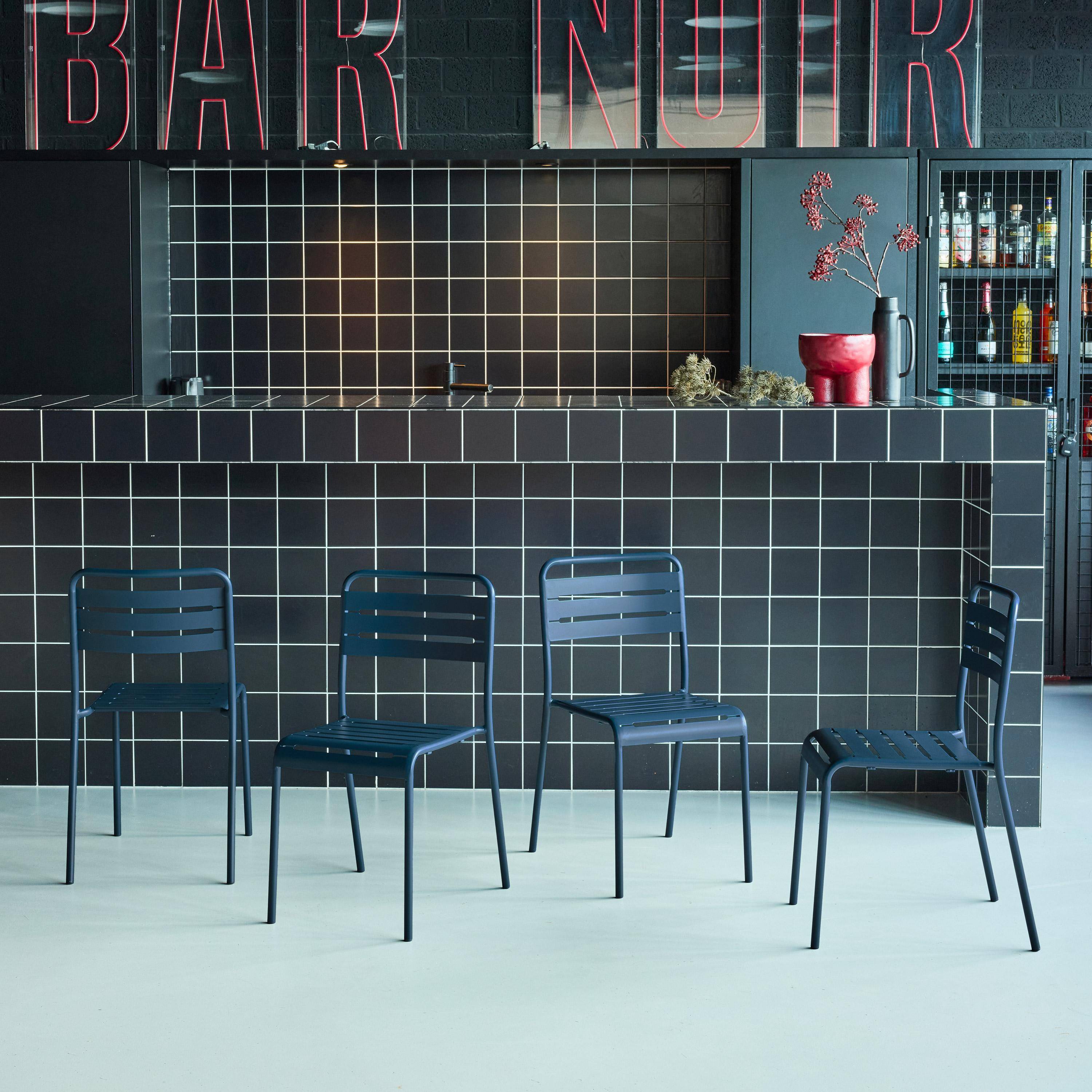 Tuinstoelen metaal (set van 4) marineblauw 44 x 52 x 79cm - Amélia,sweeek,Photo2