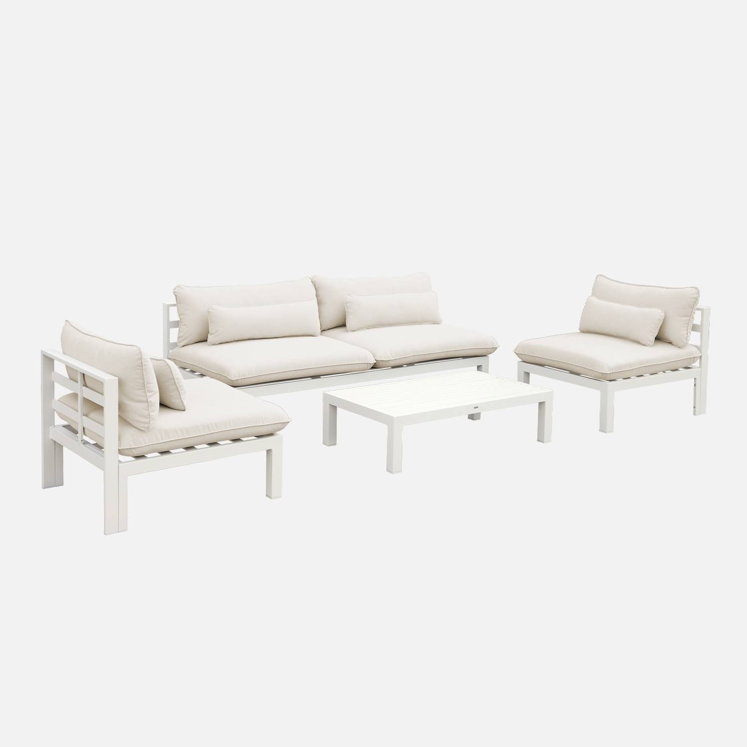 Salon de jardin aluminium 5 places naturel