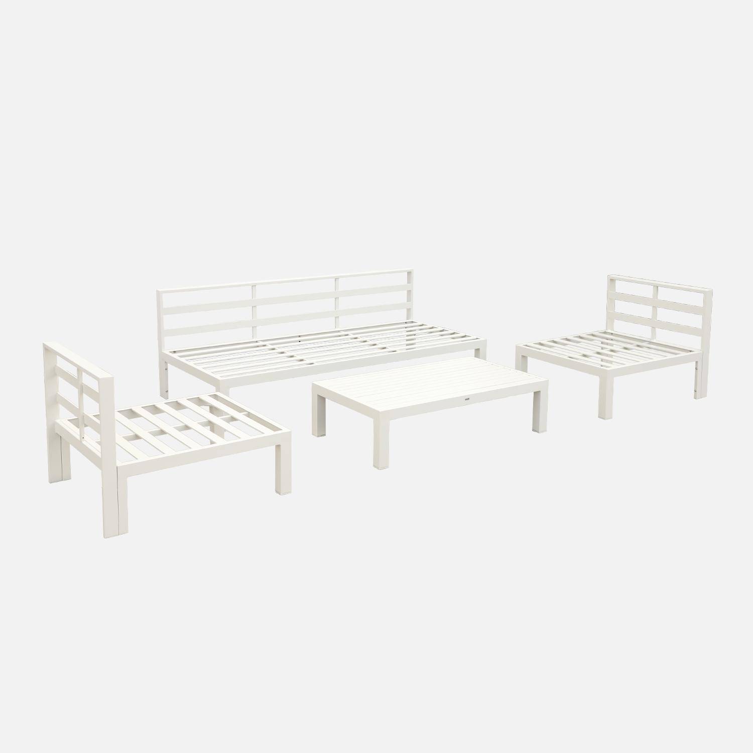 Conjunto de sofá de jardim com estrutura em alumínio de 5 lugares, Rieti, Beige, 92x204x71.5 cm Photo4