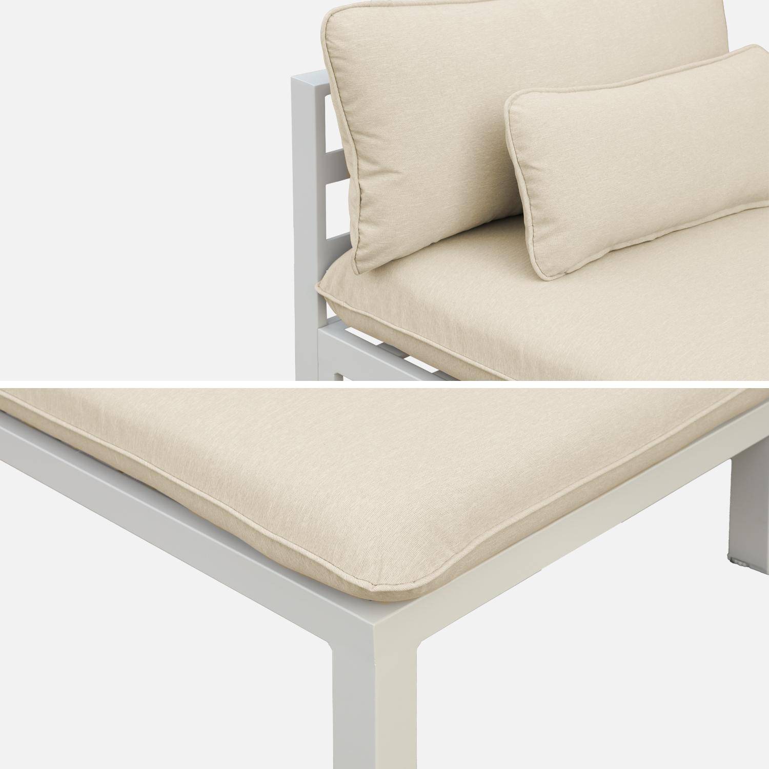 Conjunto de sofá de jardim com estrutura em alumínio de 5 lugares, Rieti, Beige, 92x204x71.5 cm Photo7