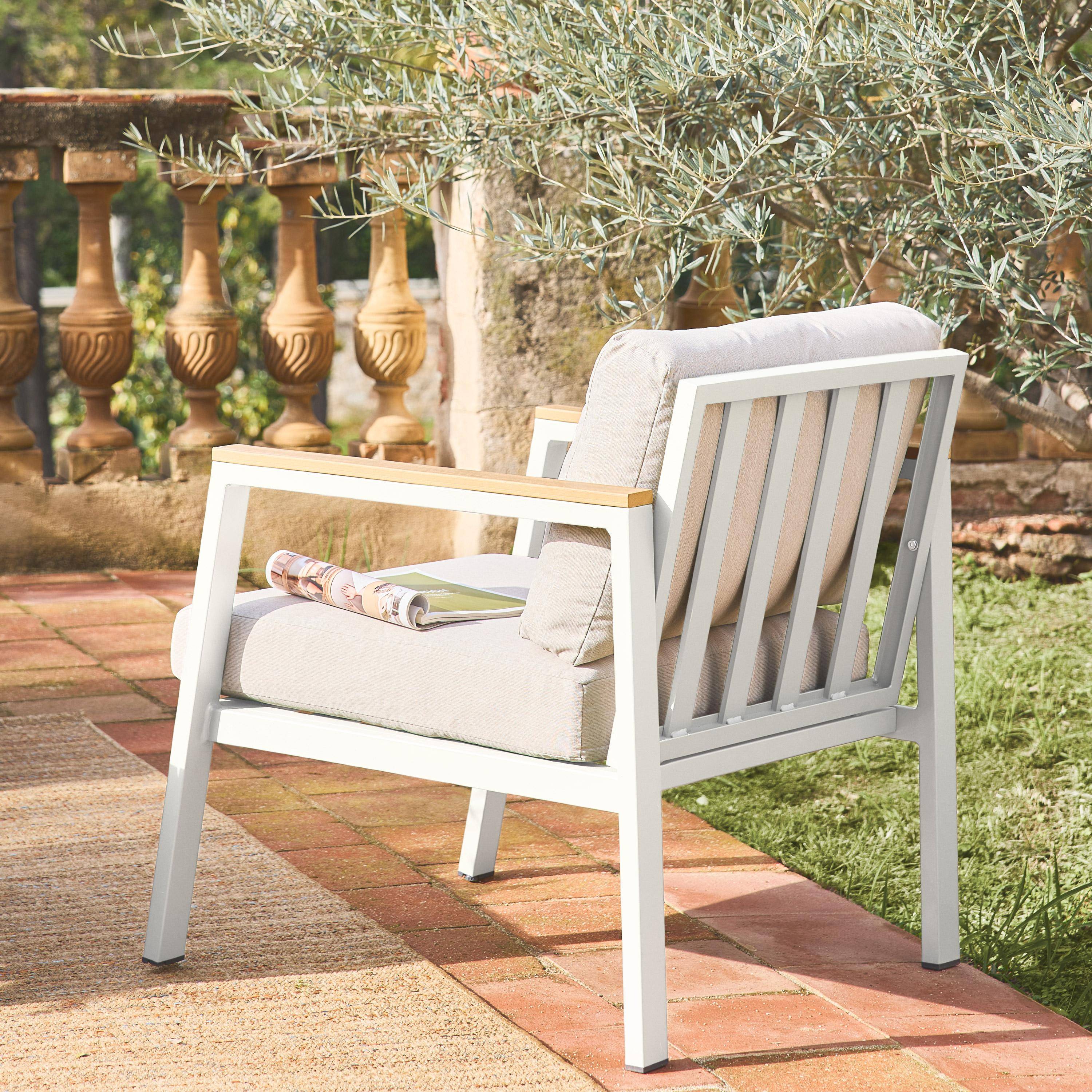 Salotto da giardino in alluminio e polipropilene, 4 posti, Casoria, Bianco, 128x75x74.5 cm,sweeek,Photo5