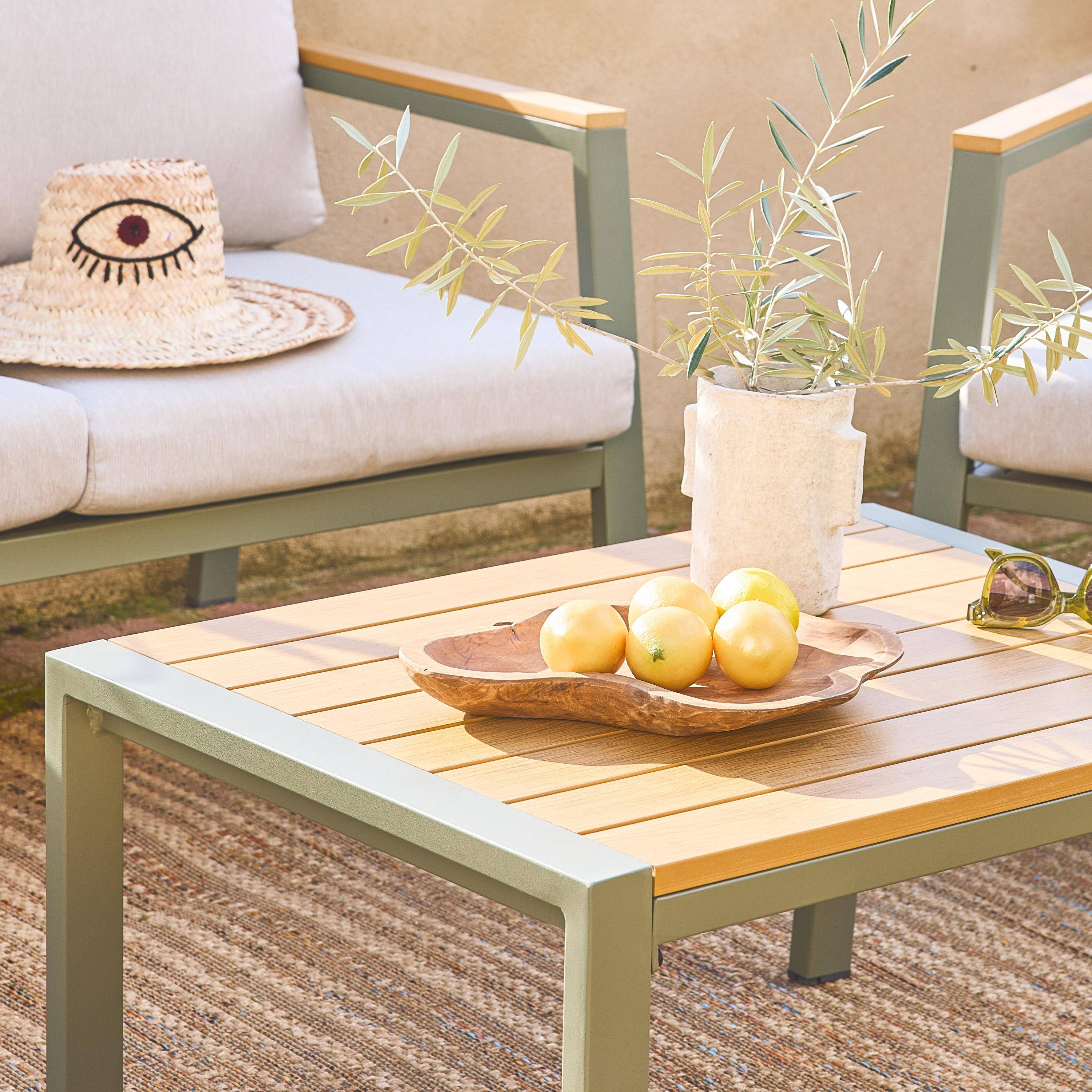 Muebles de jardín de aluminio y polywood de 4 plazas, Casoria, Verde kaki, 128x75x74.5 cm Photo3