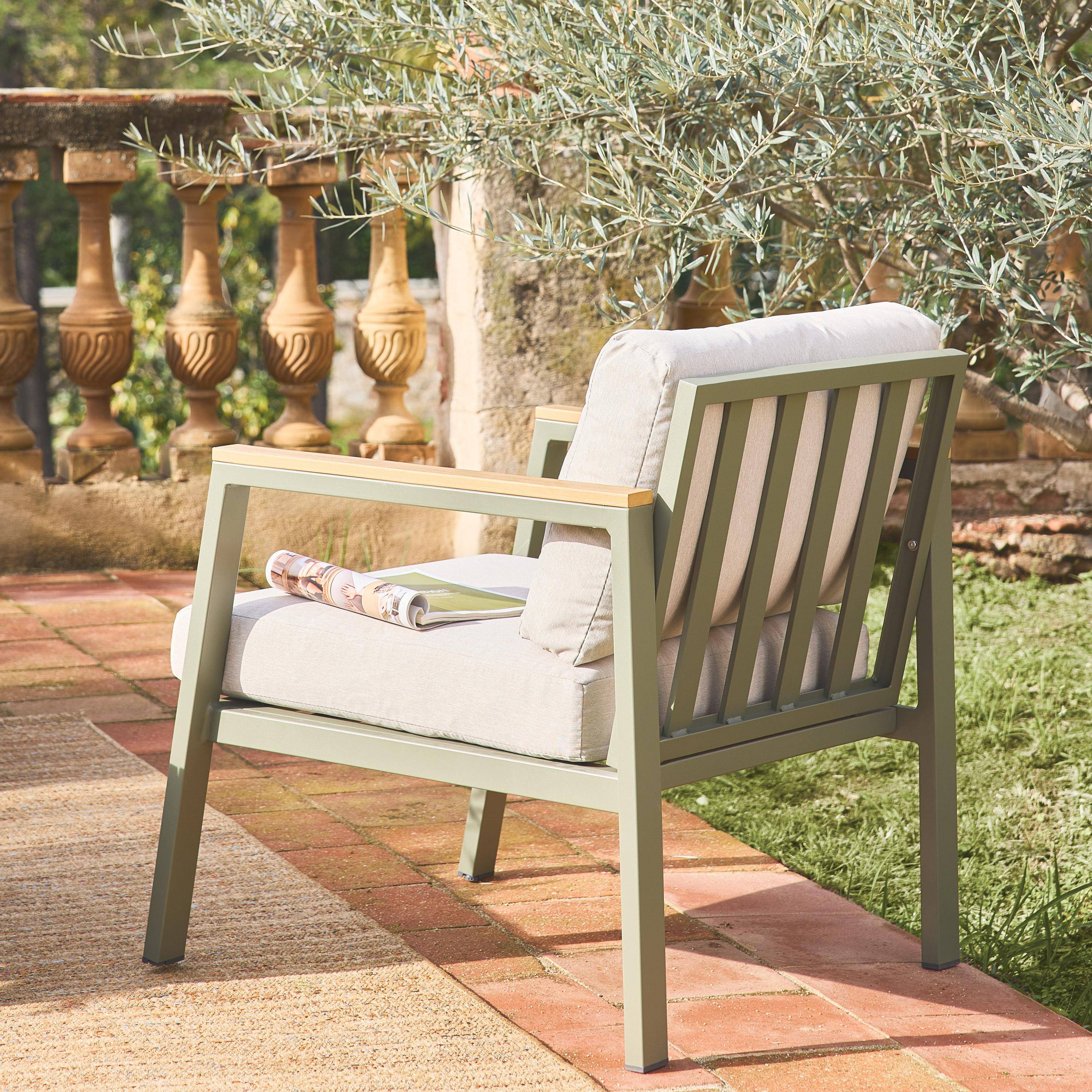 Muebles de jardín de aluminio y polywood de 4 plazas, Casoria, Verde kaki, 128x75x74.5 cm Photo5