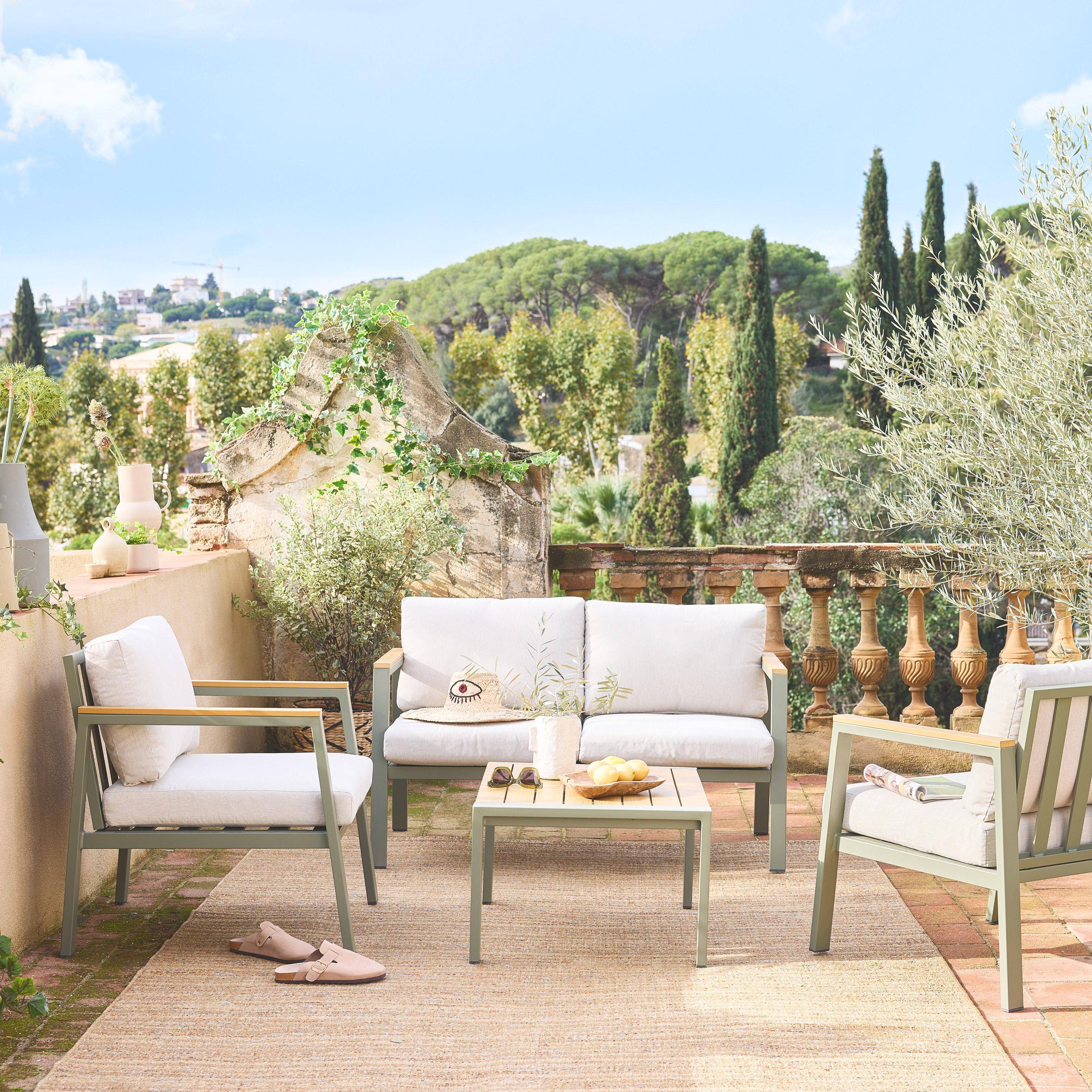 Muebles de jardín de aluminio y polywood de 4 plazas, Casoria, Verde kaki, 128x75x74.5 cm,sweeek,Photo1