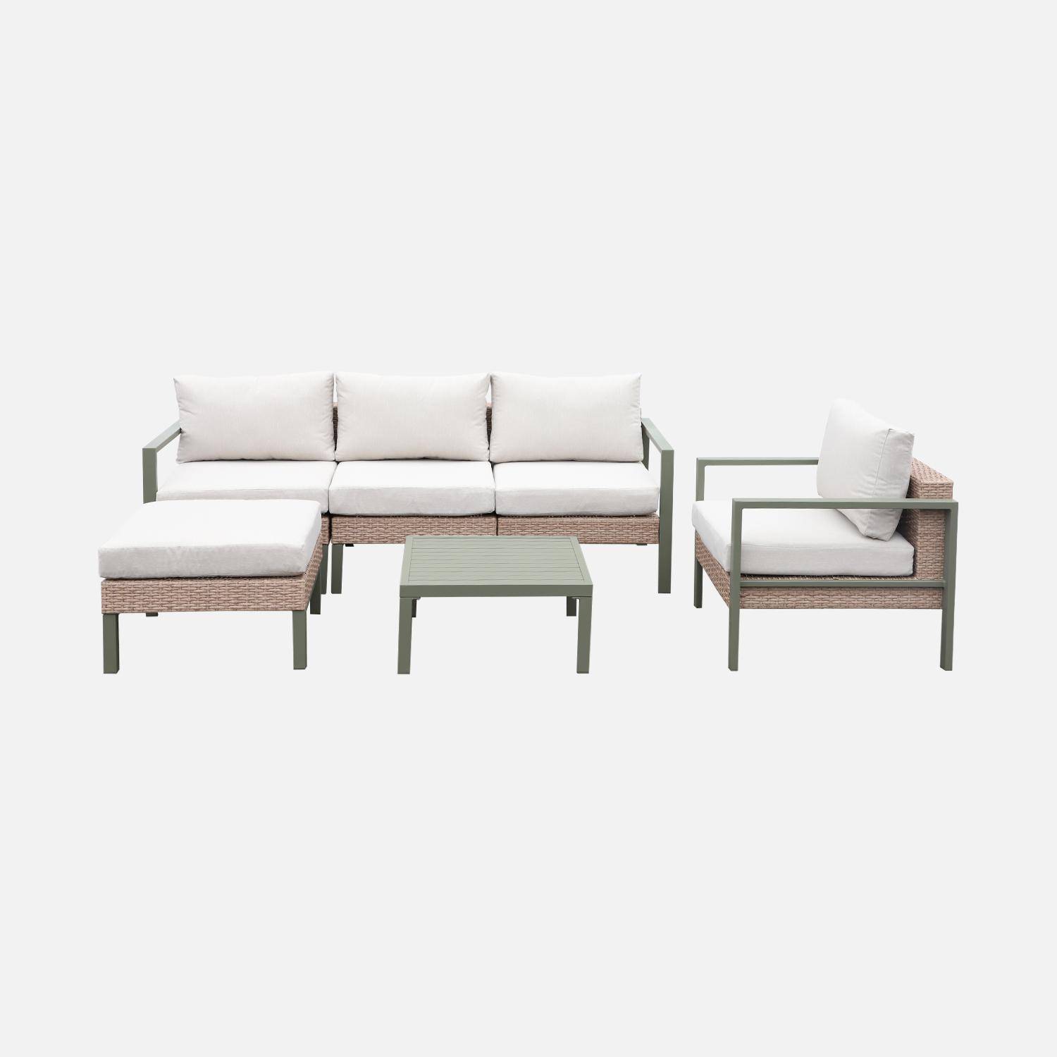 Salon de jardin VELLETRI, beige, aluminium, résine tressée, 5 places L68 x P74 x H63/76cm  Photo6