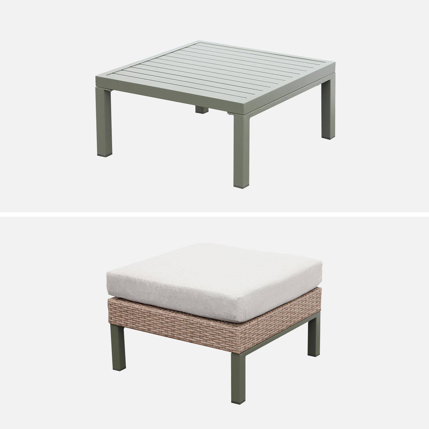 Salon de jardin VELLETRI, beige, aluminium, résine tressée, 5 places L68 x P74 x H63/76cm ,sweeek,Photo8