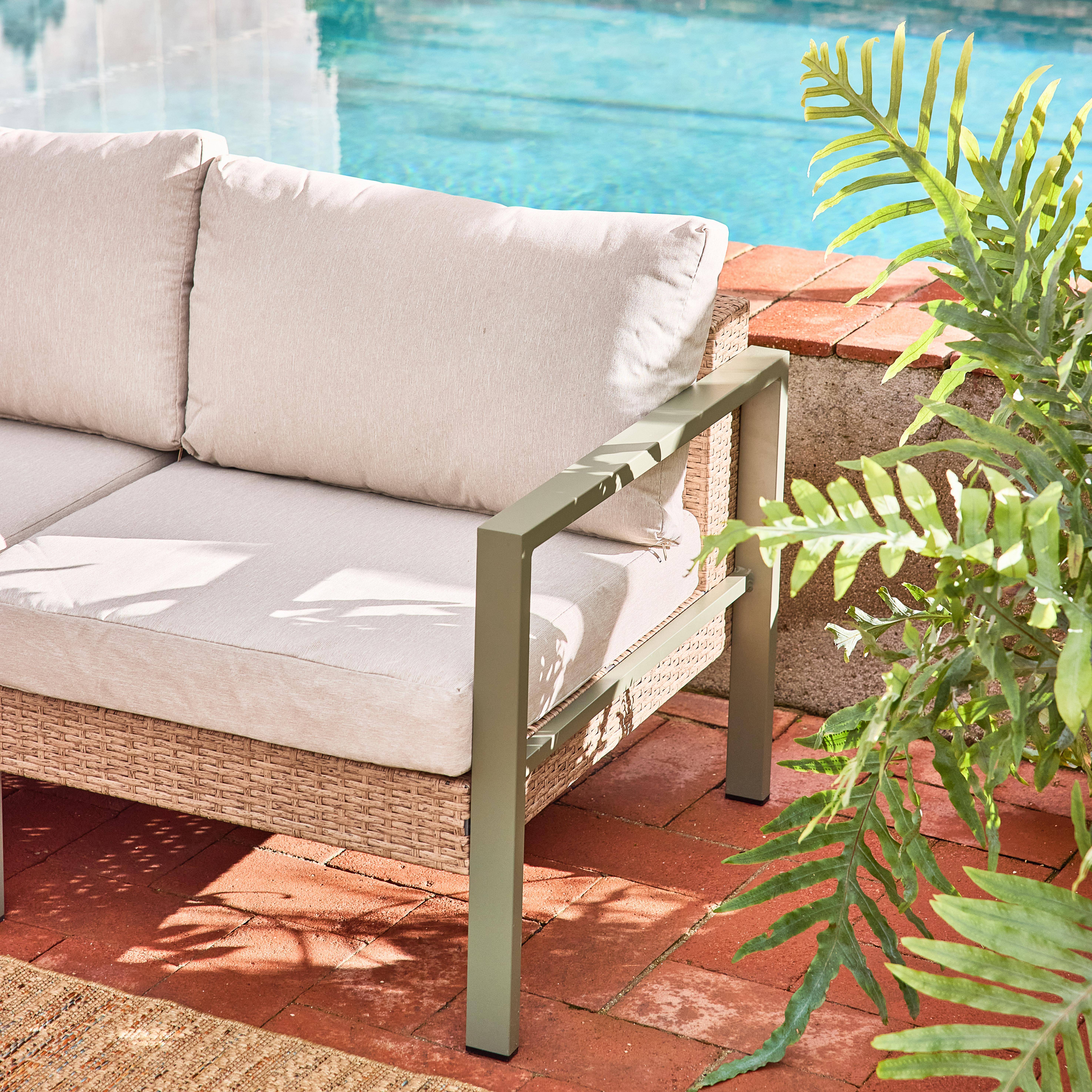 Salon de jardin VELLETRI, beige, aluminium, résine tressée, 5 places L68 x P74 x H63/76cm ,sweeek,Photo2