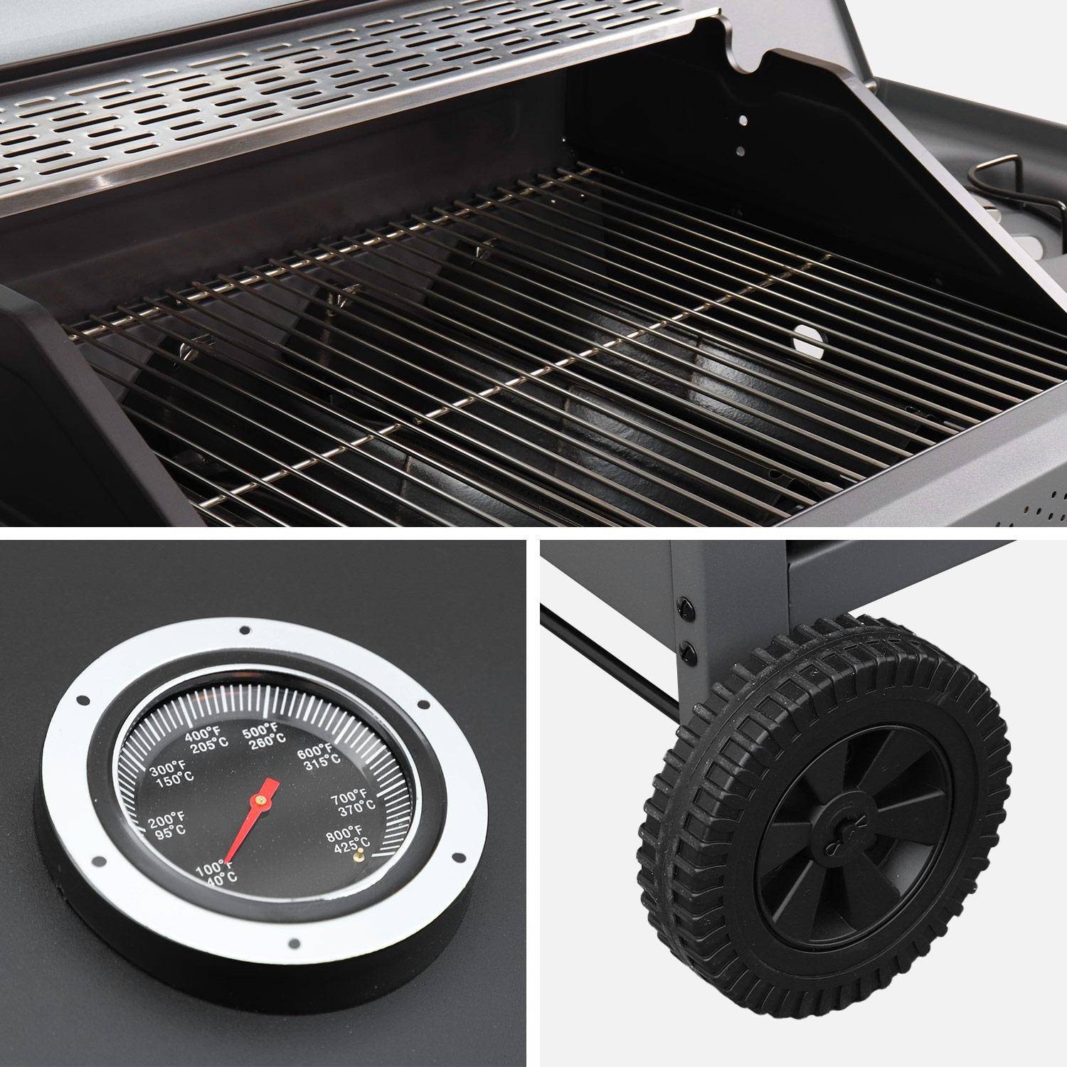 Barbecue a gas 4 bruciatori e 1 fuoco laterale, Edmond, Nero, 122x49x110.5 cm Photo5