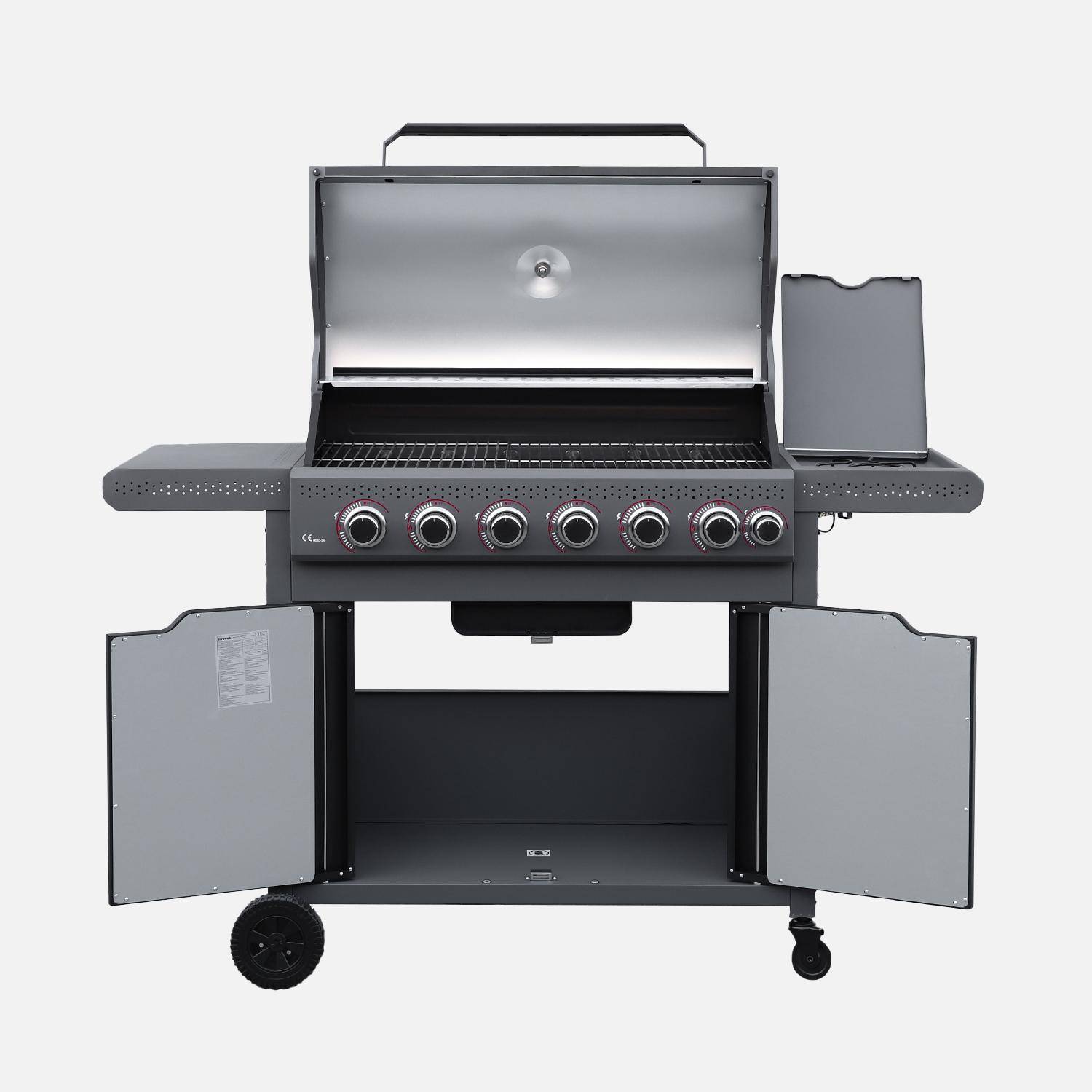 Barbecue a gas 6 bruciatori + 1 fuoco laterale, Edmond, 144x49x110.5 cm Photo3
