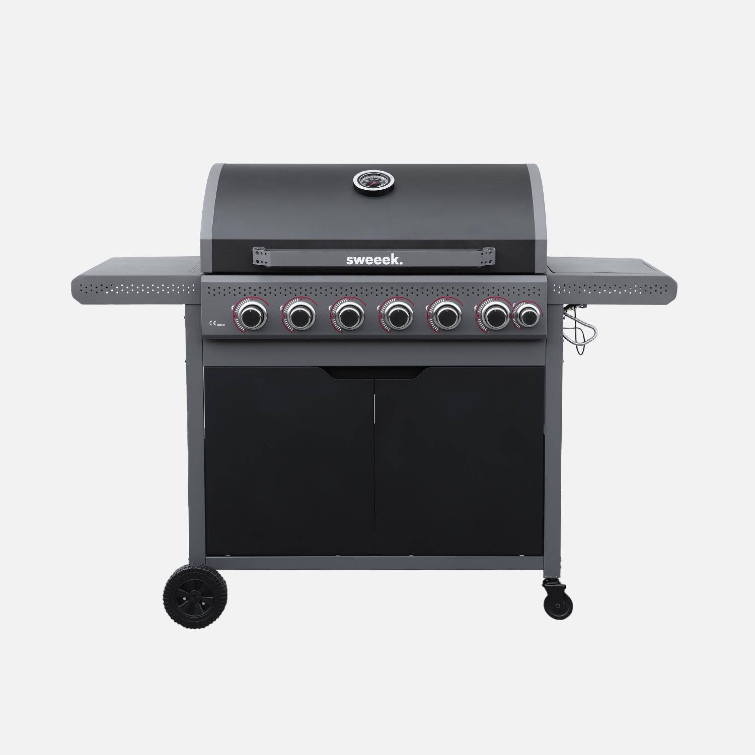 Barbecue a gas 6 bruciatori + 1 fuoco laterale, Edmond, 144x49x110.5 cm Photo2