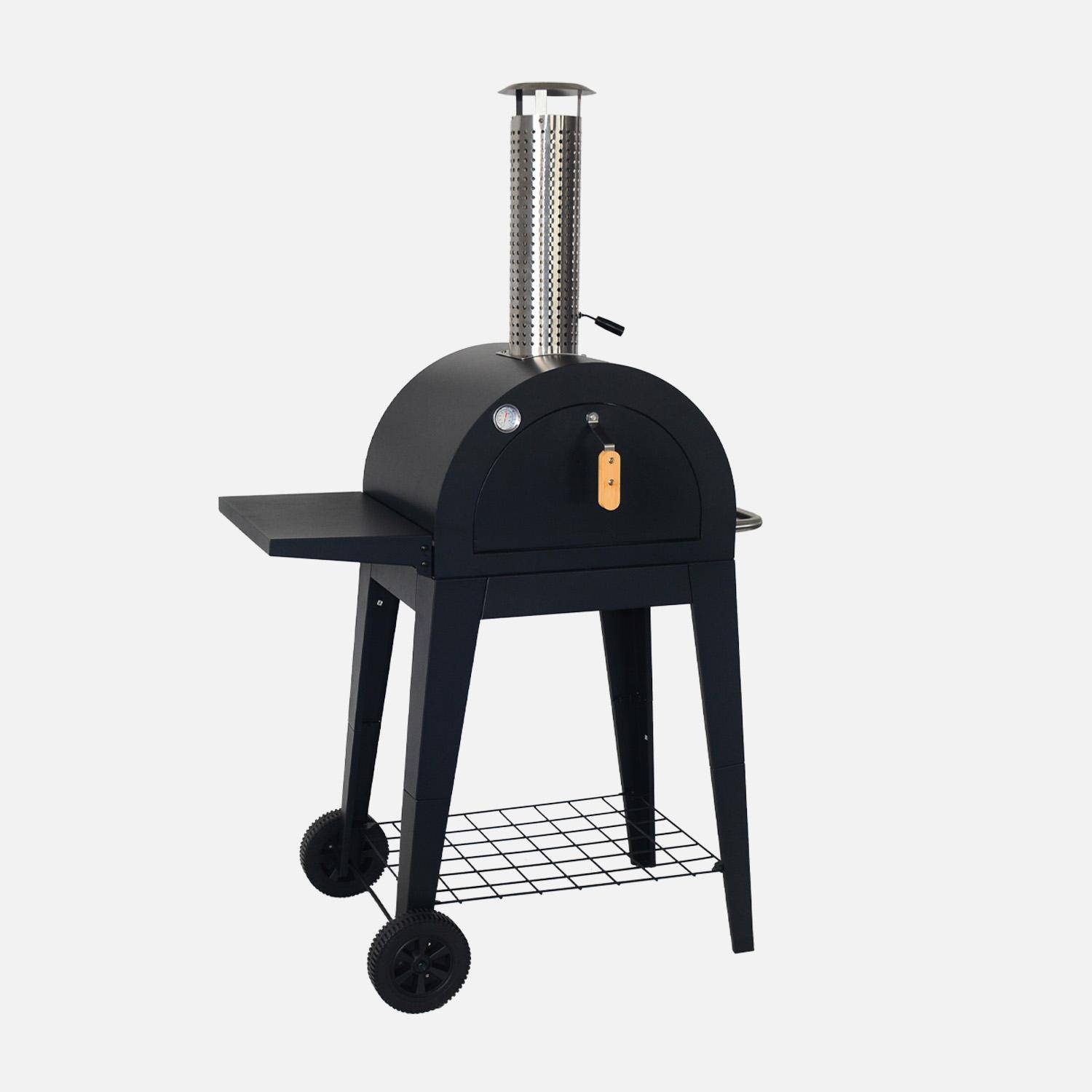 Forno per pizza da esterno con ripiano, Giulia, Nero, 70x63x122 cm Photo4