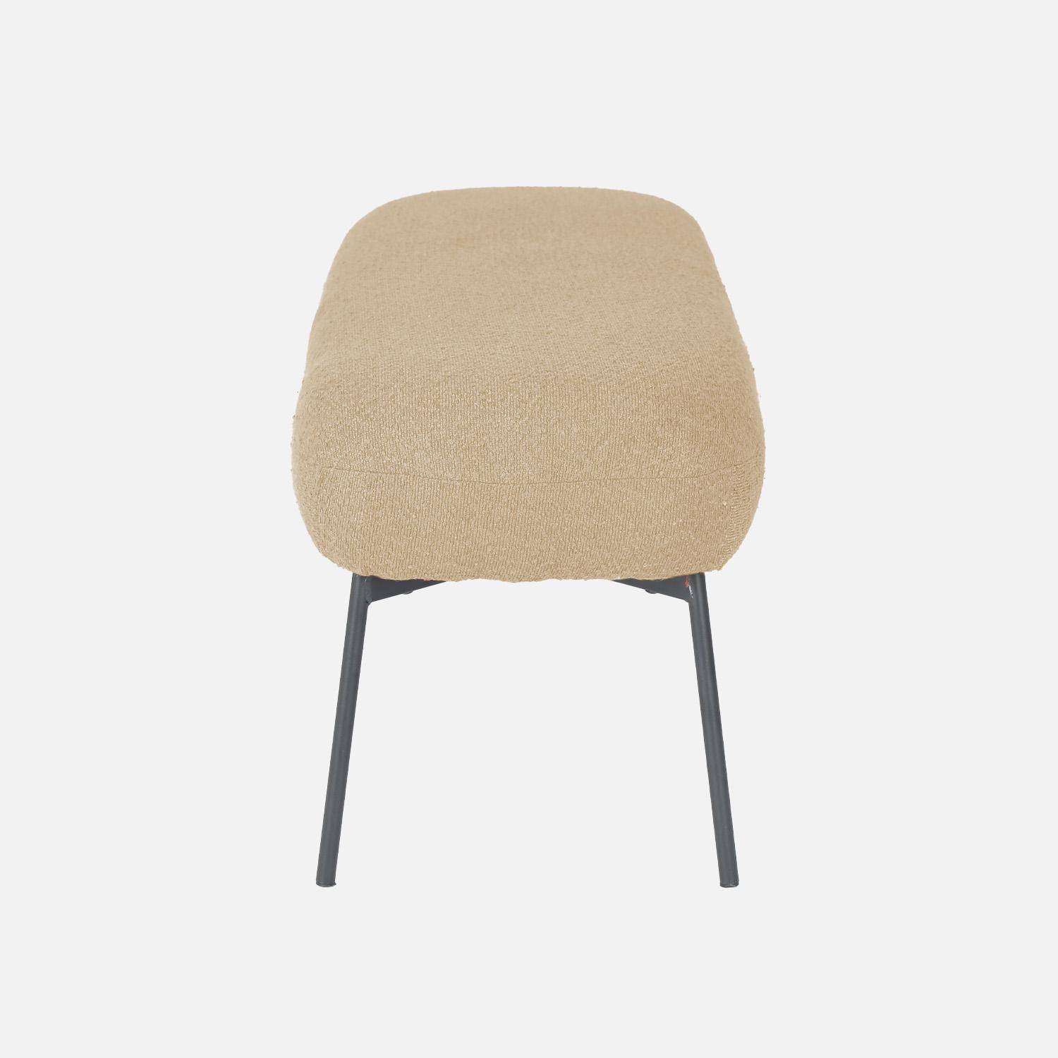 Bank, bedeinde met boucléstof bekleding, beige, zwarte metalen poten, B 120 x D 41 x H 42,5cm Photo4