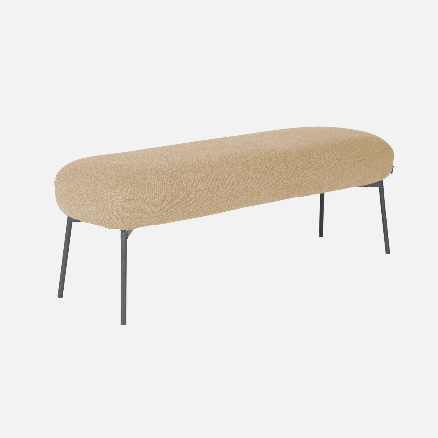 Bank, bedeinde met boucléstof bekleding, beige, zwarte metalen poten, B 120 x D 41 x H 42,5cm Photo3