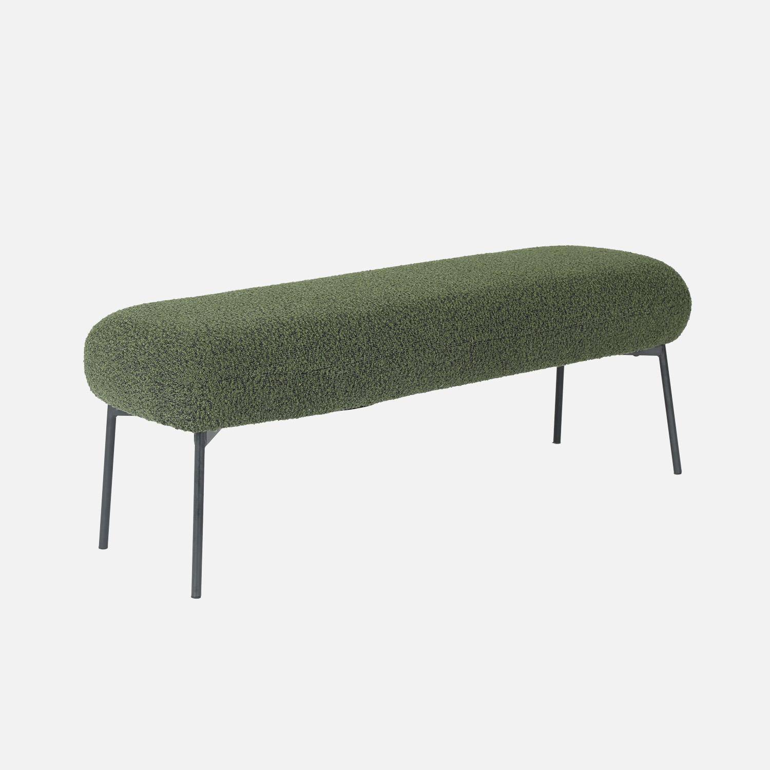 Banco, extremo de la cama con revestimiento de borreguito, Sherpa, Verde kaki, 120x41x42.5 cm Photo4