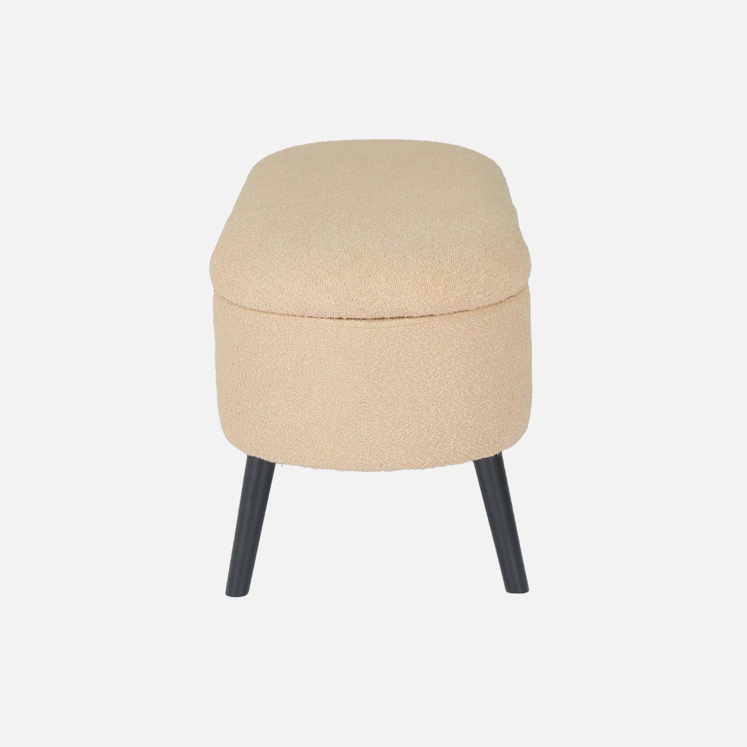 Bank, bedeinde met bouclétextuur, beige, zwarte houten poten, L 112 x 44 x 50cm,sweeek,Photo5