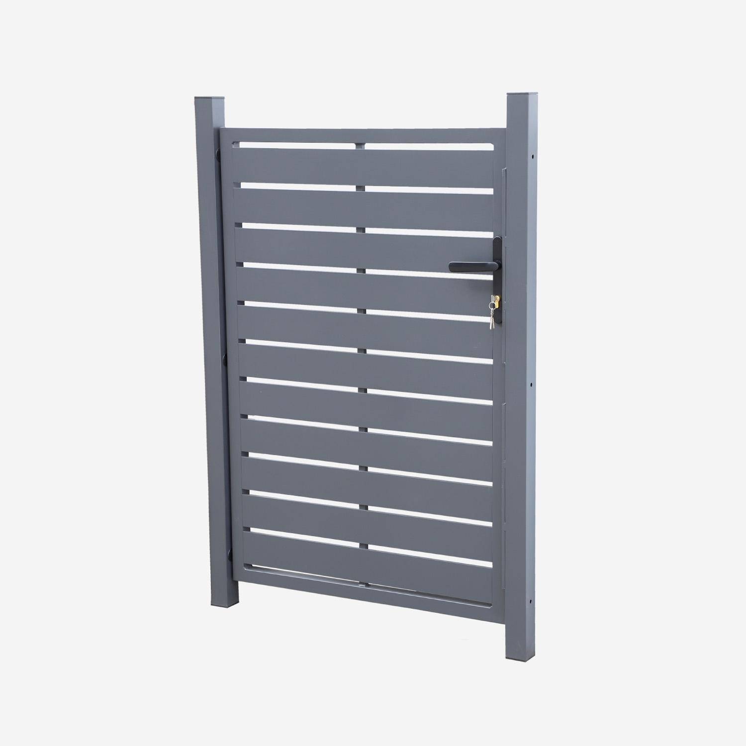 Garden gate 100x146cm in anthracite aluminum with lock and handle, anti-rust treatment, Portillon,sweeek,Photo4
