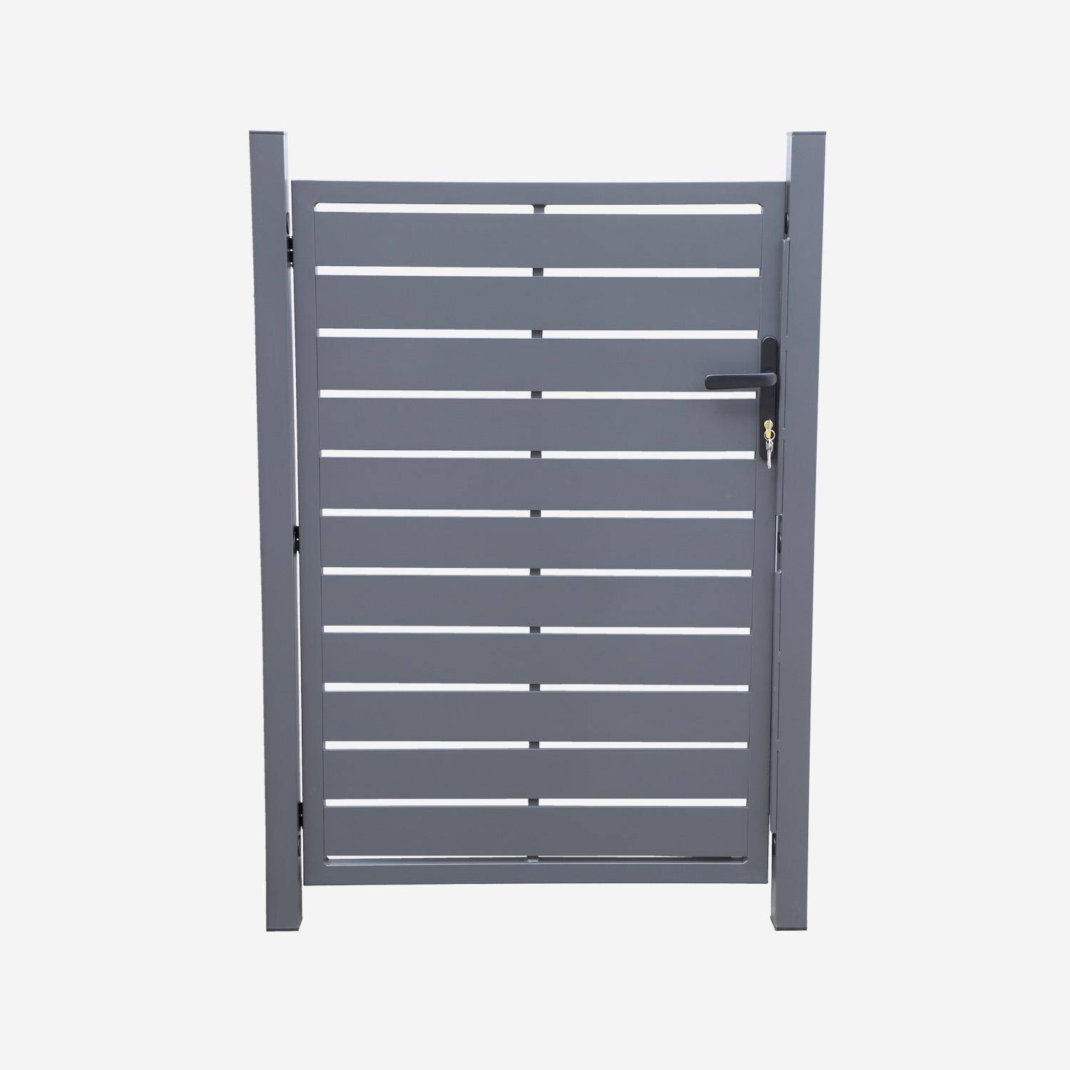 Garden gate 100x146cm in anthracite aluminum with lock and handle, anti-rust treatment, Portillon,sweeek,Photo2