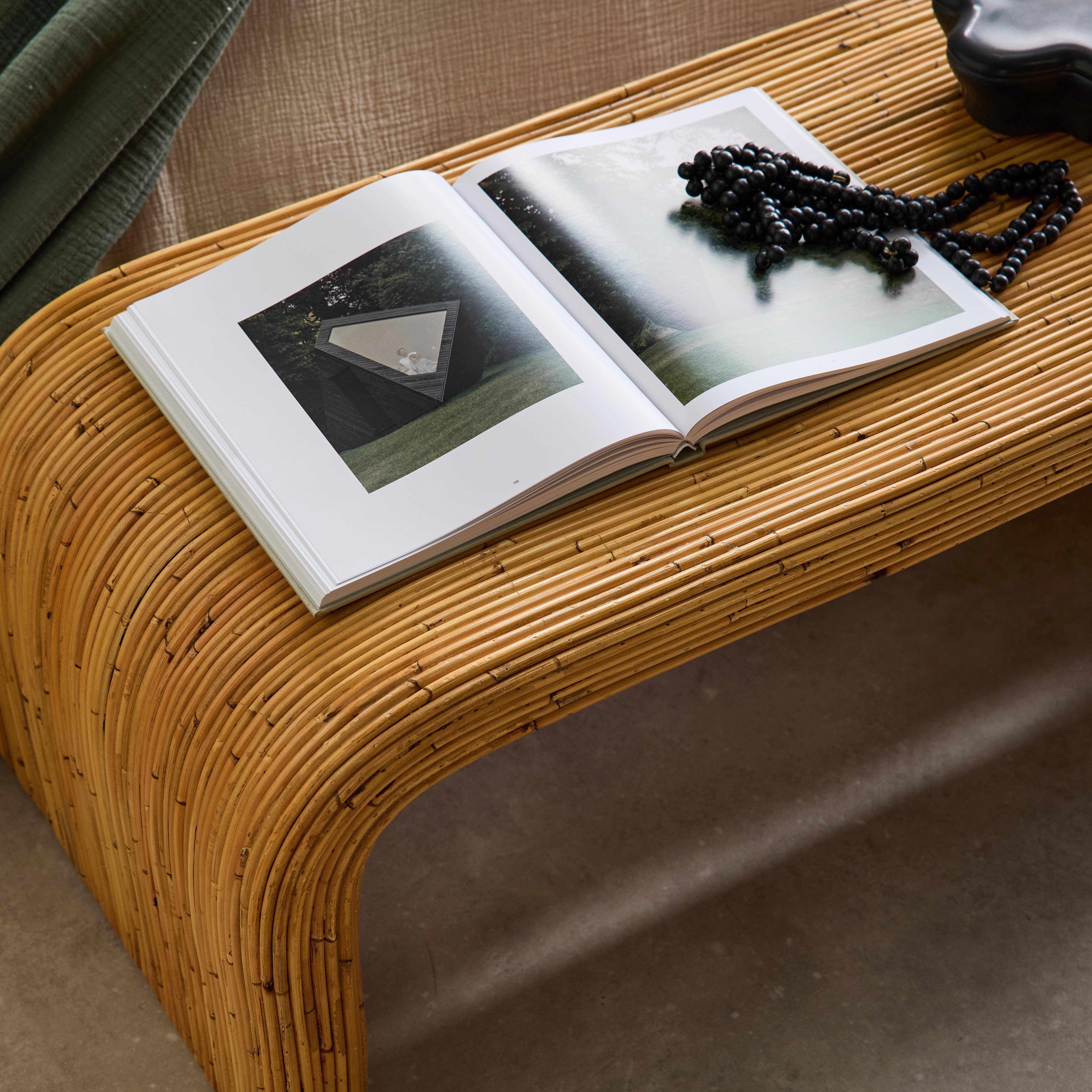 Banc, bout de lit en rotin naturel, 100cm, bords arrondis, L 100 x P 45 x H 40cm,sweeek,Photo2
