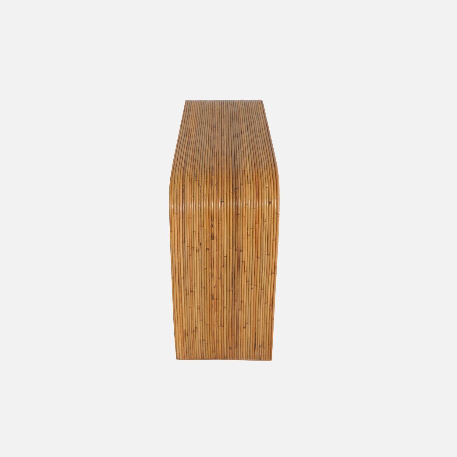 Console en rotin naturel, 110cm, bords arrondis, L 110 x P 35 x H 75cm Photo4