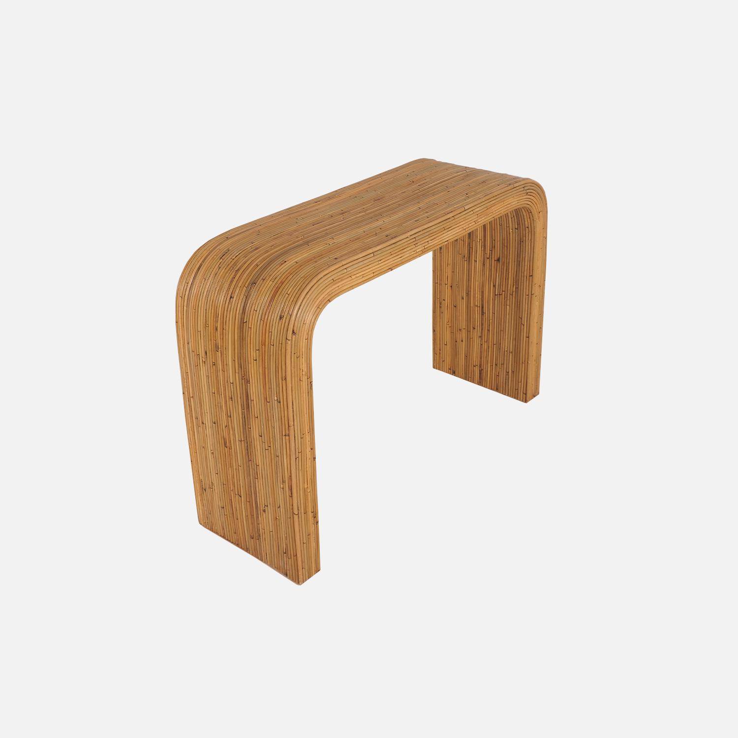 Console en rotin naturel, 110cm, bords arrondis, L 110 x P 35 x H 75cm Photo3