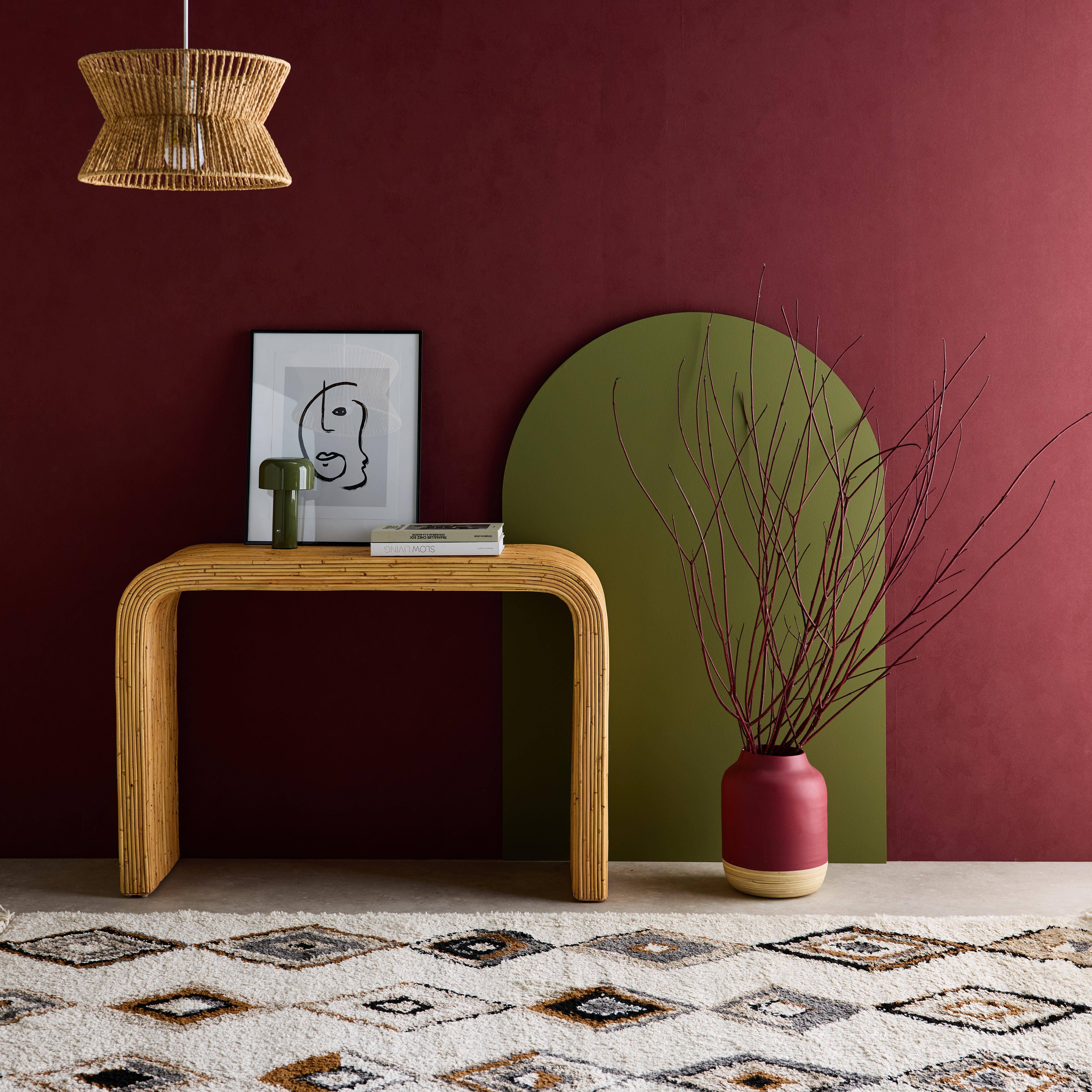 Console en rotin naturel, 110cm, bords arrondis, L 110 x P 35 x H 75cm Photo1