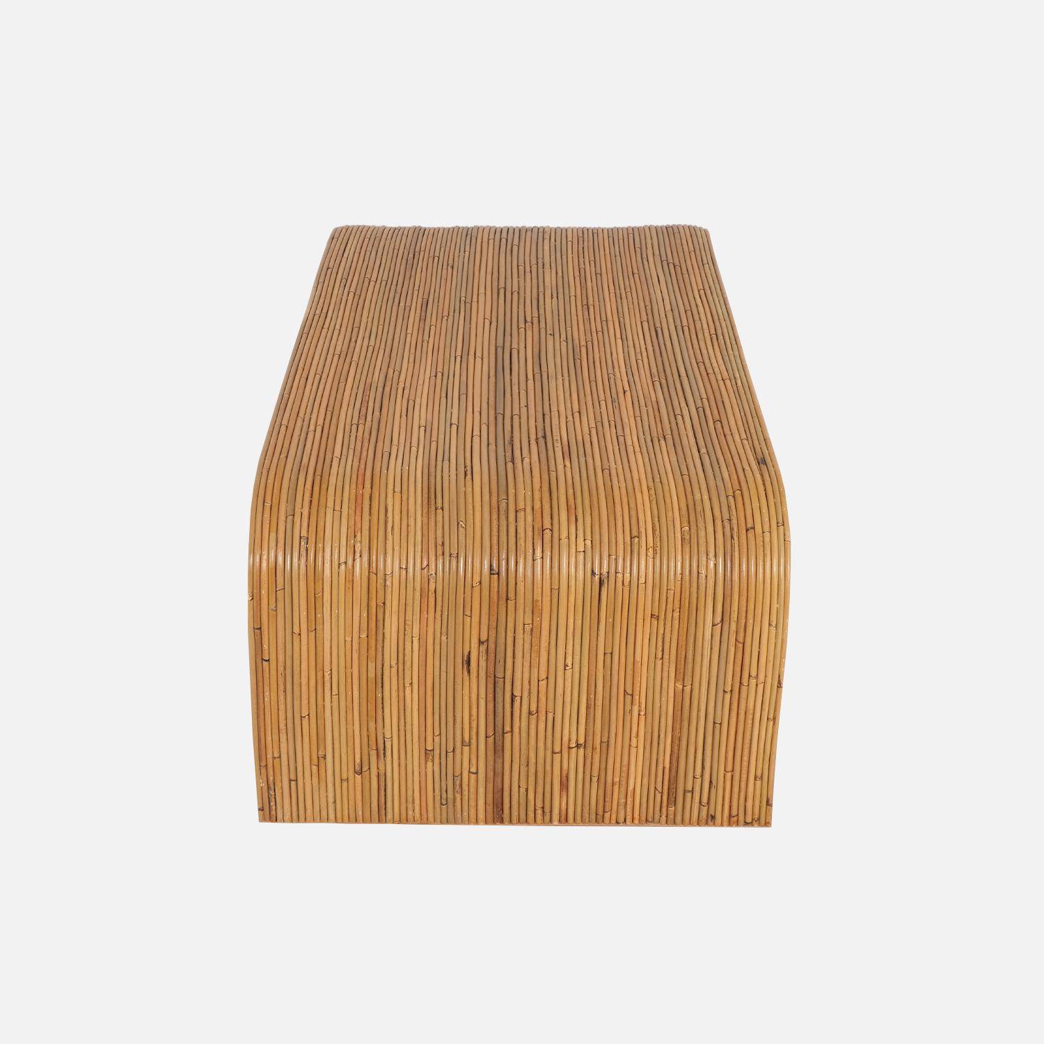 Table basse rectangulaire en rotin naturel, 110cm, bords arrondis, L 110 x P 60 x H 40cm Photo4