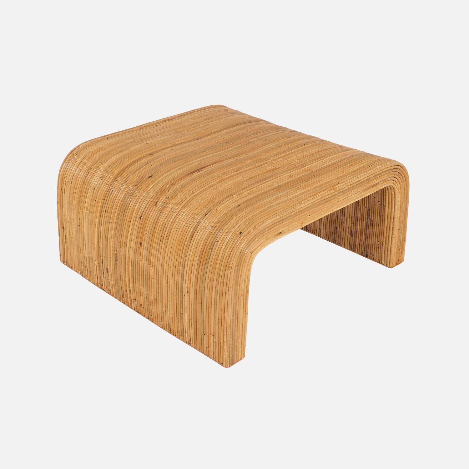 Table basse carrée en rotin naturel, 110cm, bords arrondis, L 80 x P 80 x H 40cm,sweeek,Photo3