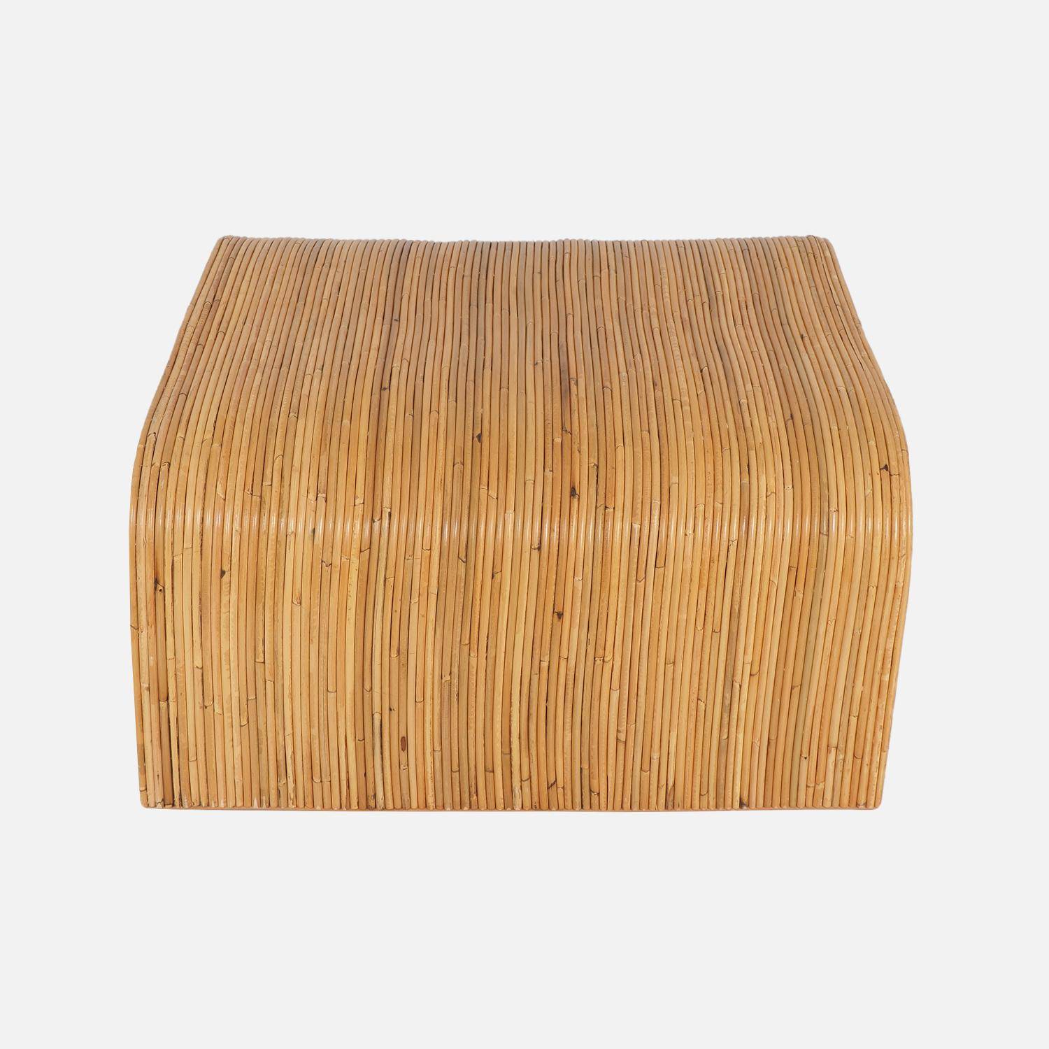 Table basse carrée en rotin naturel, 110cm, bords arrondis, L 80 x P 80 x H 40cm Photo4