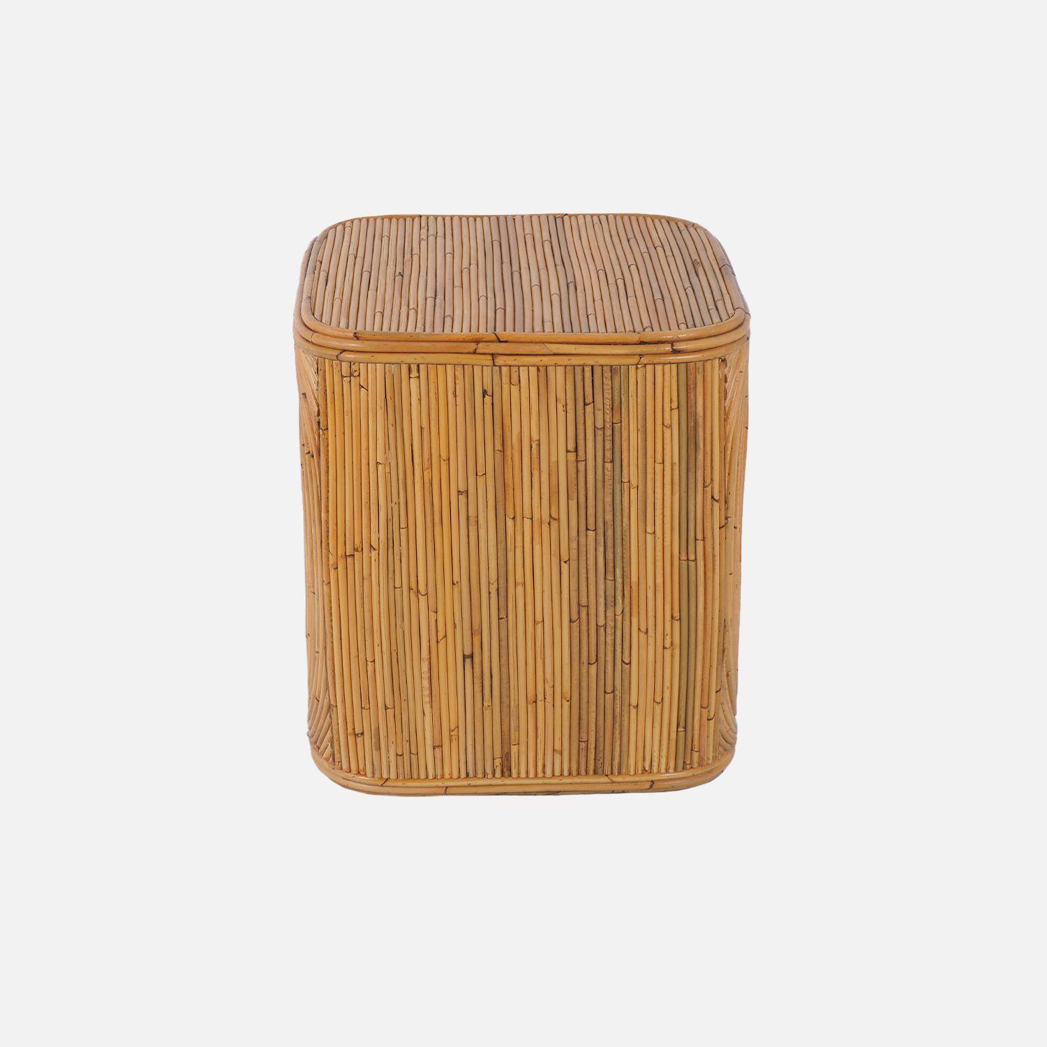 Lot de 2 bouts de canapé, tables d'appoint, tables de chevet avec niches, en rotin naturel, cubique et coins arrondis, L 45 x P 45 x H 50cm Photo5