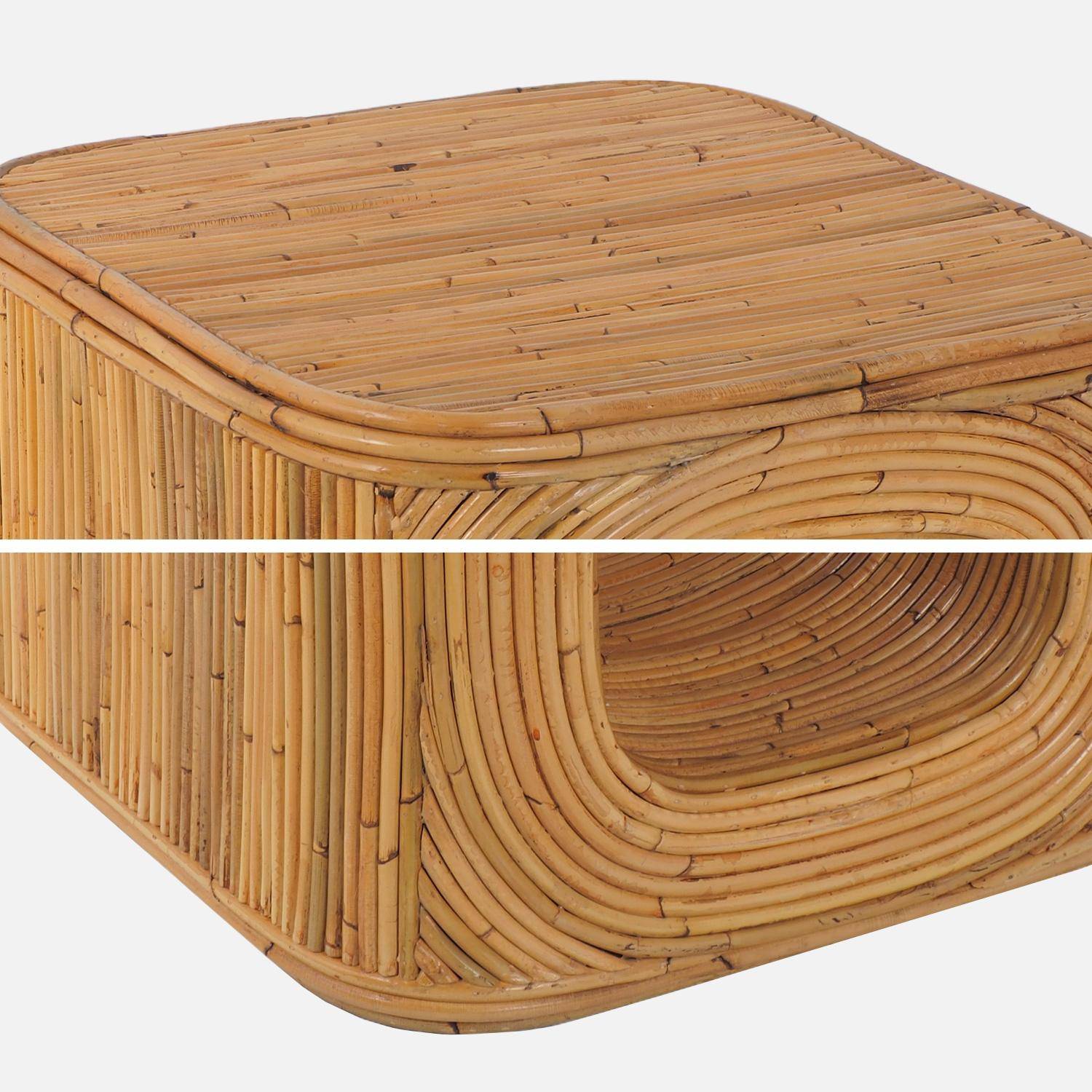 Lot de 2 bouts de canapé, tables d'appoint, tables de chevet avec niches, en rotin naturel, cubique et coins arrondis, L 45 x P 45 x H 50cm,sweeek,Photo6