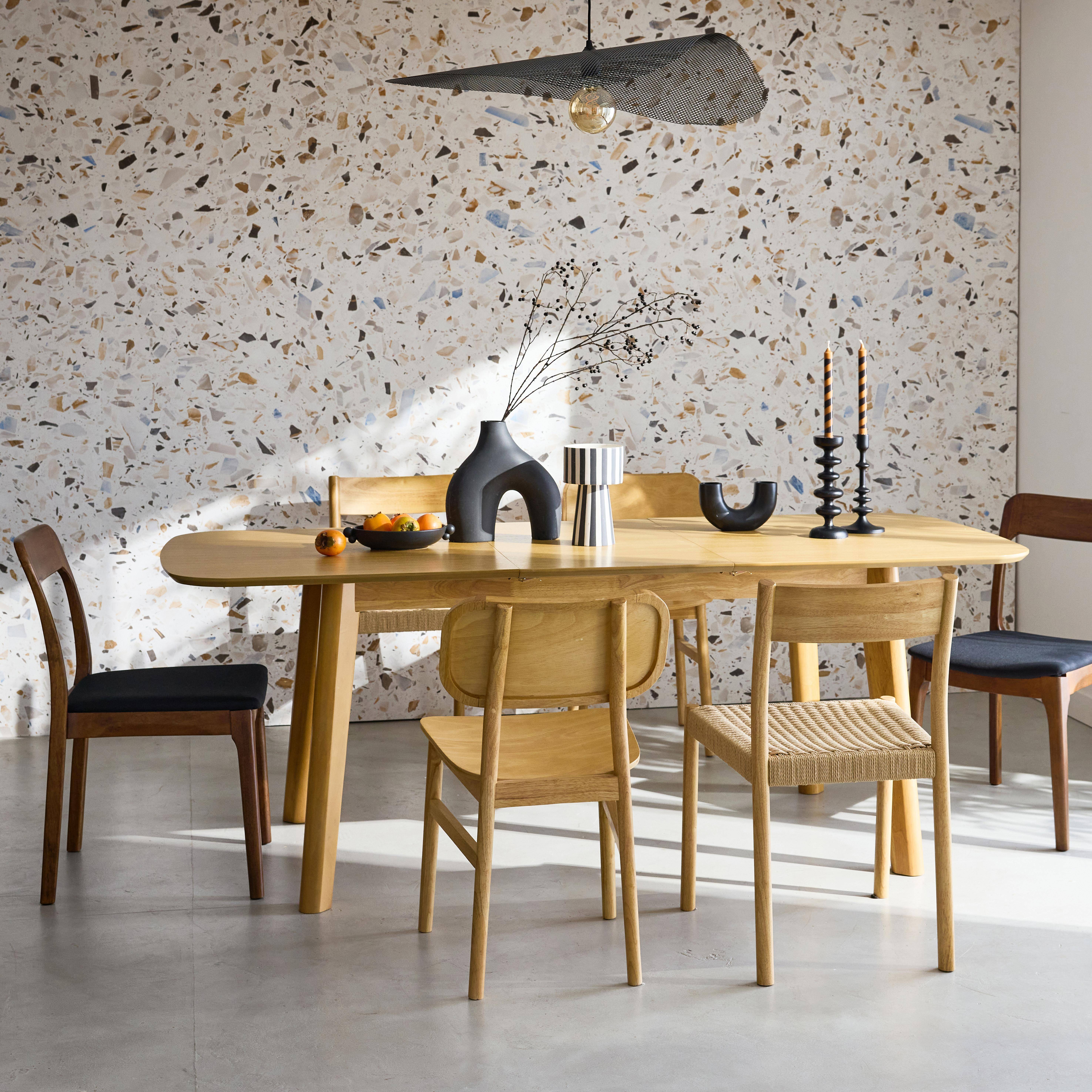 Table à manger extensible rectangulaire 160 - 210cm, placage chêne, teinte naturelle, L 160/210 x P 90 x H 76cm,sweeek,Photo3