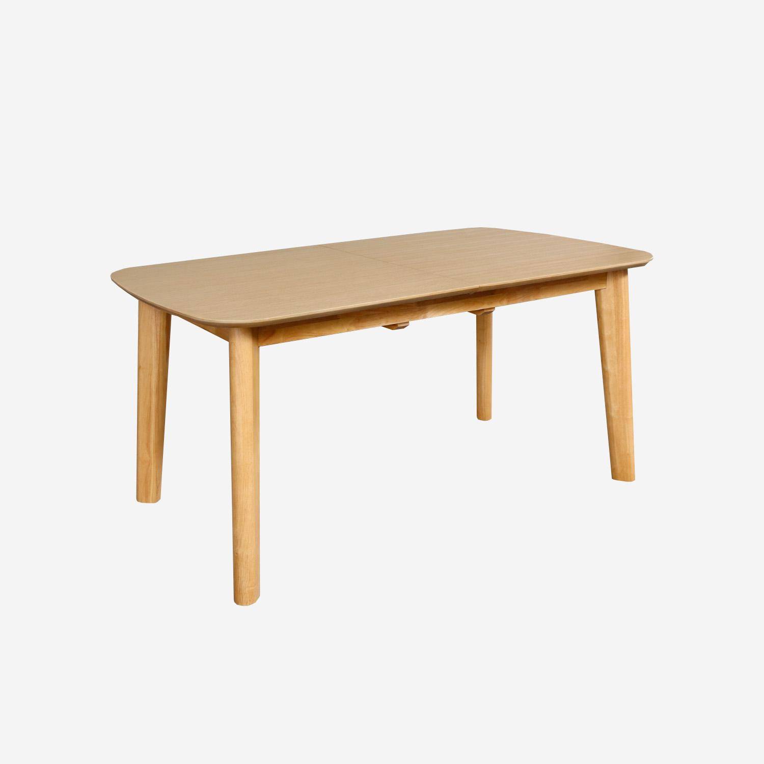 Ausziehbarer Esstisch rechteckig 160 - 210 cm, Eichenfurnier und Hevea-Holz, naturfarben, B 160/210 x T 90 x H 76 cm - Holy,sweeek,Photo5