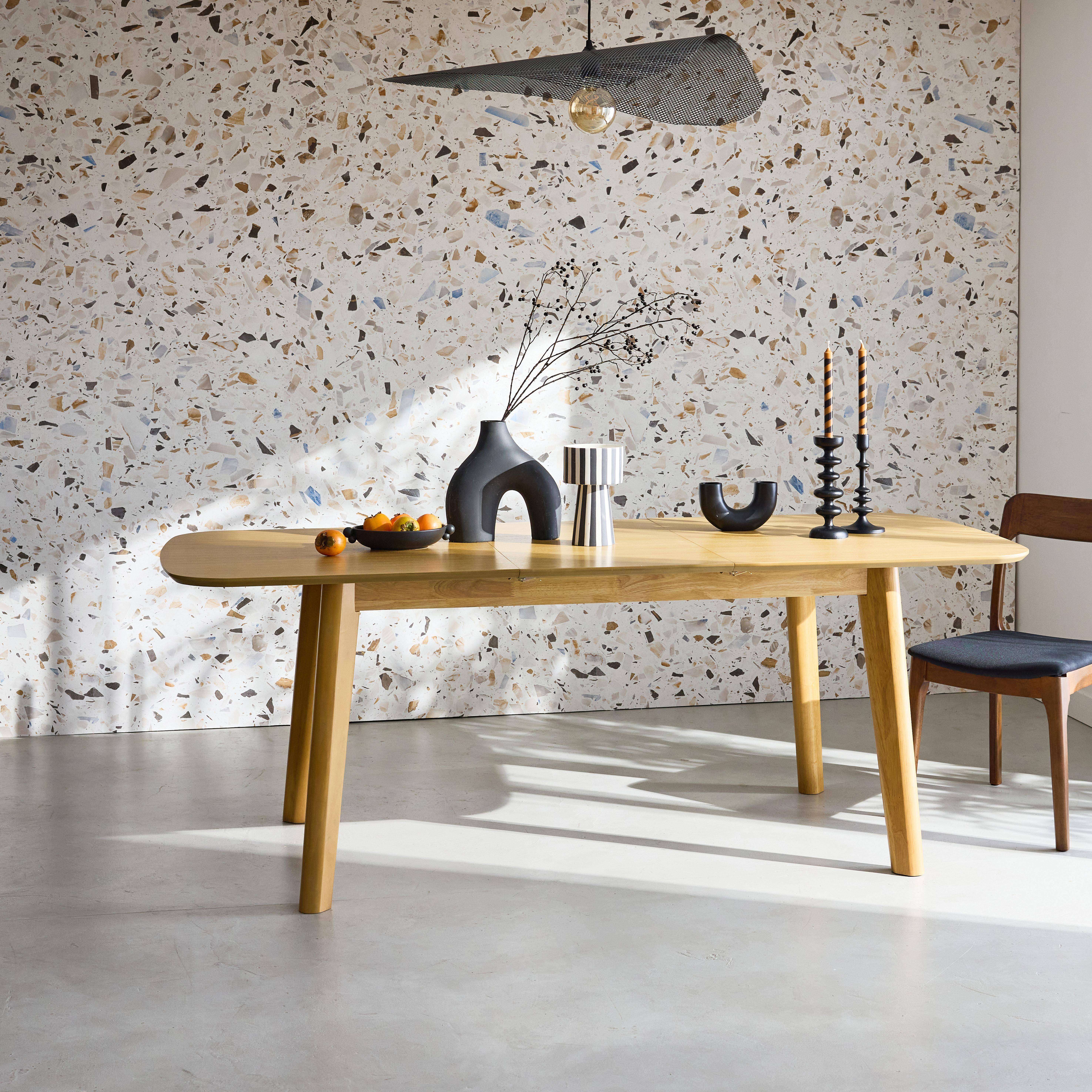 Ausziehbarer Esstisch rechteckig 160 - 210 cm, Eichenfurnier und Hevea-Holz, naturfarben, B 160/210 x T 90 x H 76 cm - Holy Photo2