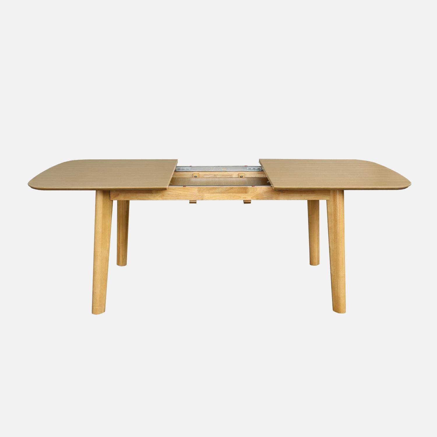 Table à manger extensible rectangulaire 160 - 210cm, placage chêne, teinte naturelle, L 160/210 x P 90 x H 76cm,sweeek,Photo7