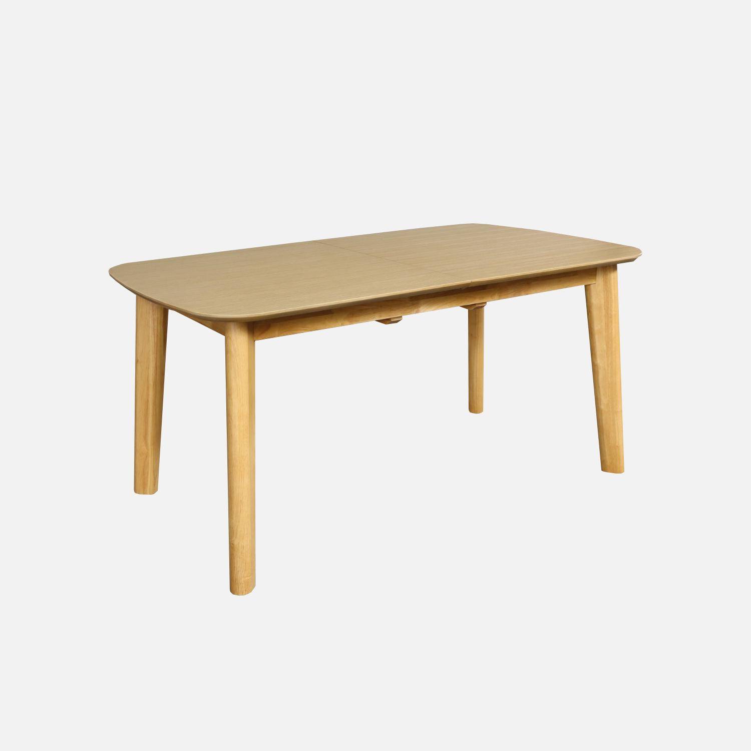Ausziehbarer Esstisch rechteckig 160 - 210 cm, Eichenfurnier und Hevea-Holz, naturfarben, B 160/210 x T 90 x H 76 cm - Holy Photo5