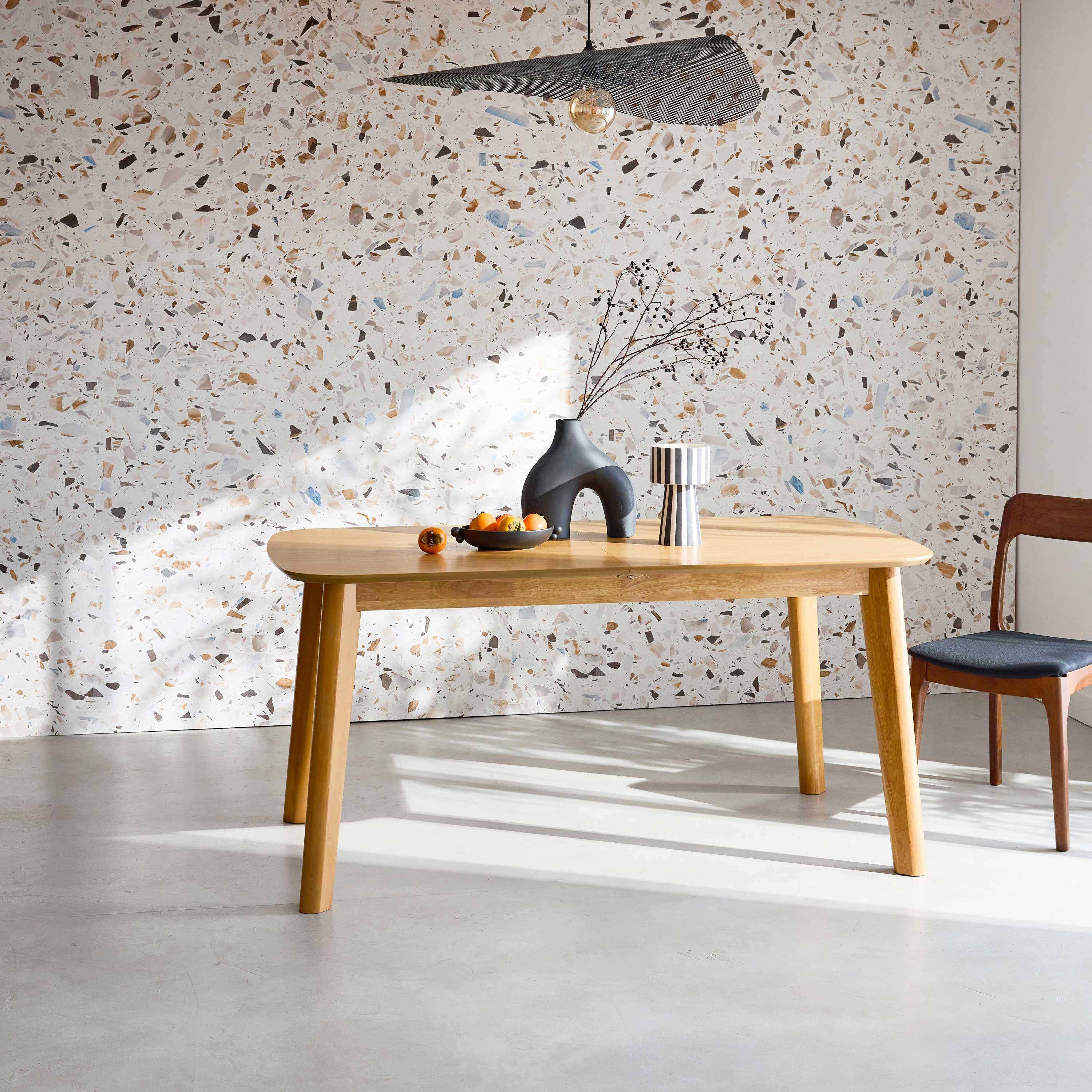 Ausziehbarer Esstisch rechteckig 160 - 210 cm, Eichenfurnier und Hevea-Holz, naturfarben, B 160/210 x T 90 x H 76 cm - Holy Photo4