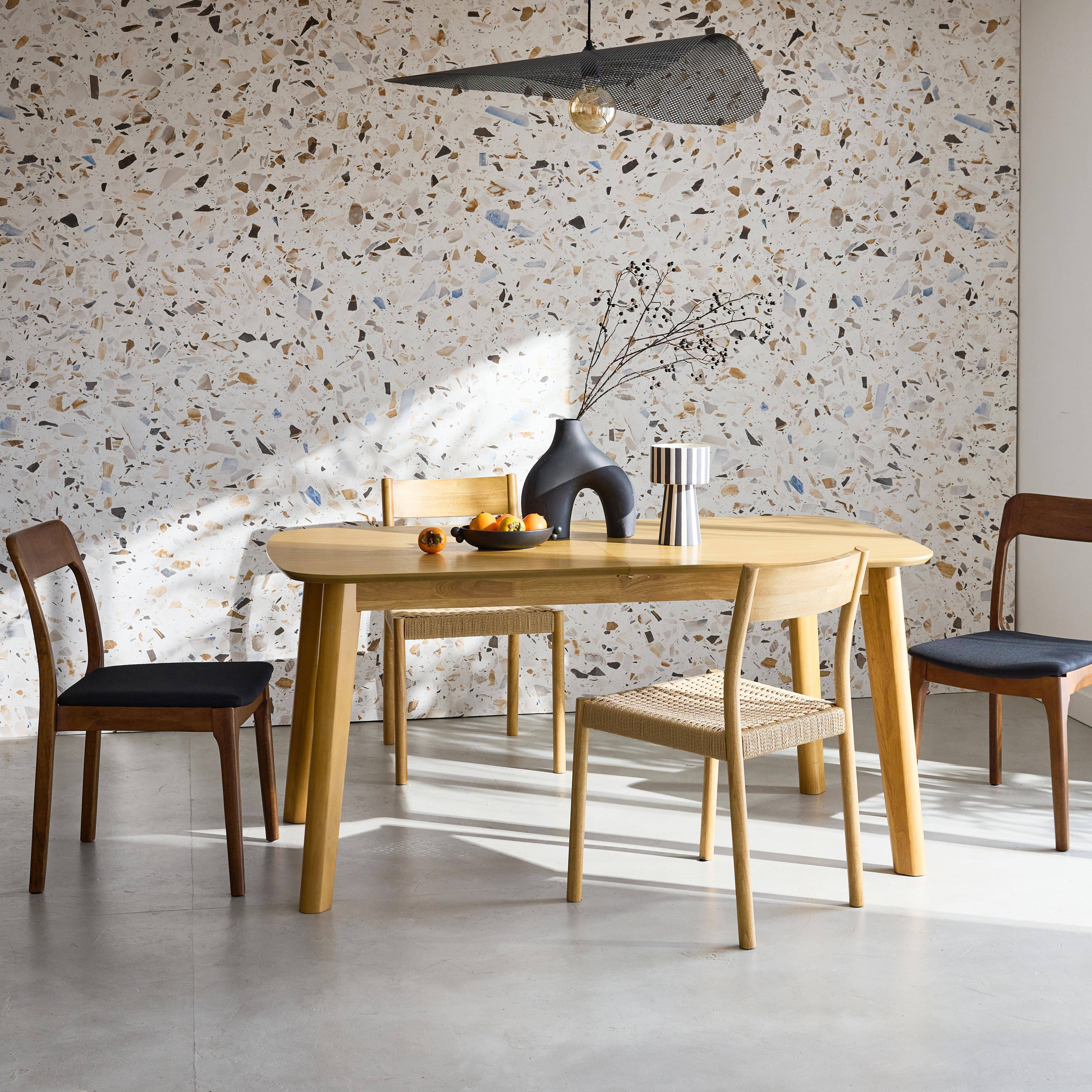 Ausziehbarer Esstisch rechteckig 160 - 210 cm, Eichenfurnier und Hevea-Holz, naturfarben, B 160/210 x T 90 x H 76 cm - Holy Photo3