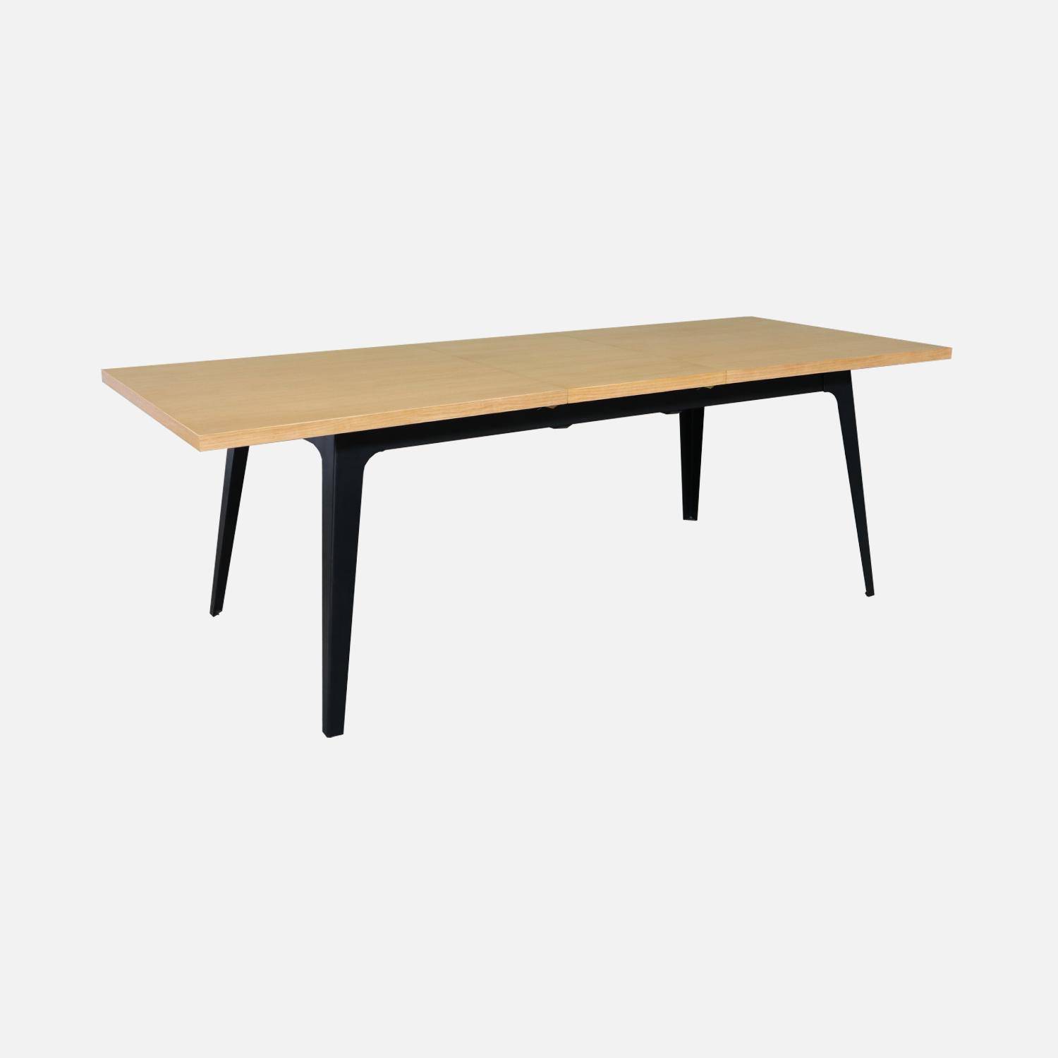Ausziehbarer Esstisch rechteckig 180-230 cm, Eichenfurnier und Metall, naturfarben, B 180/230 x T 90 x H 75 cm - Milltown Photo4