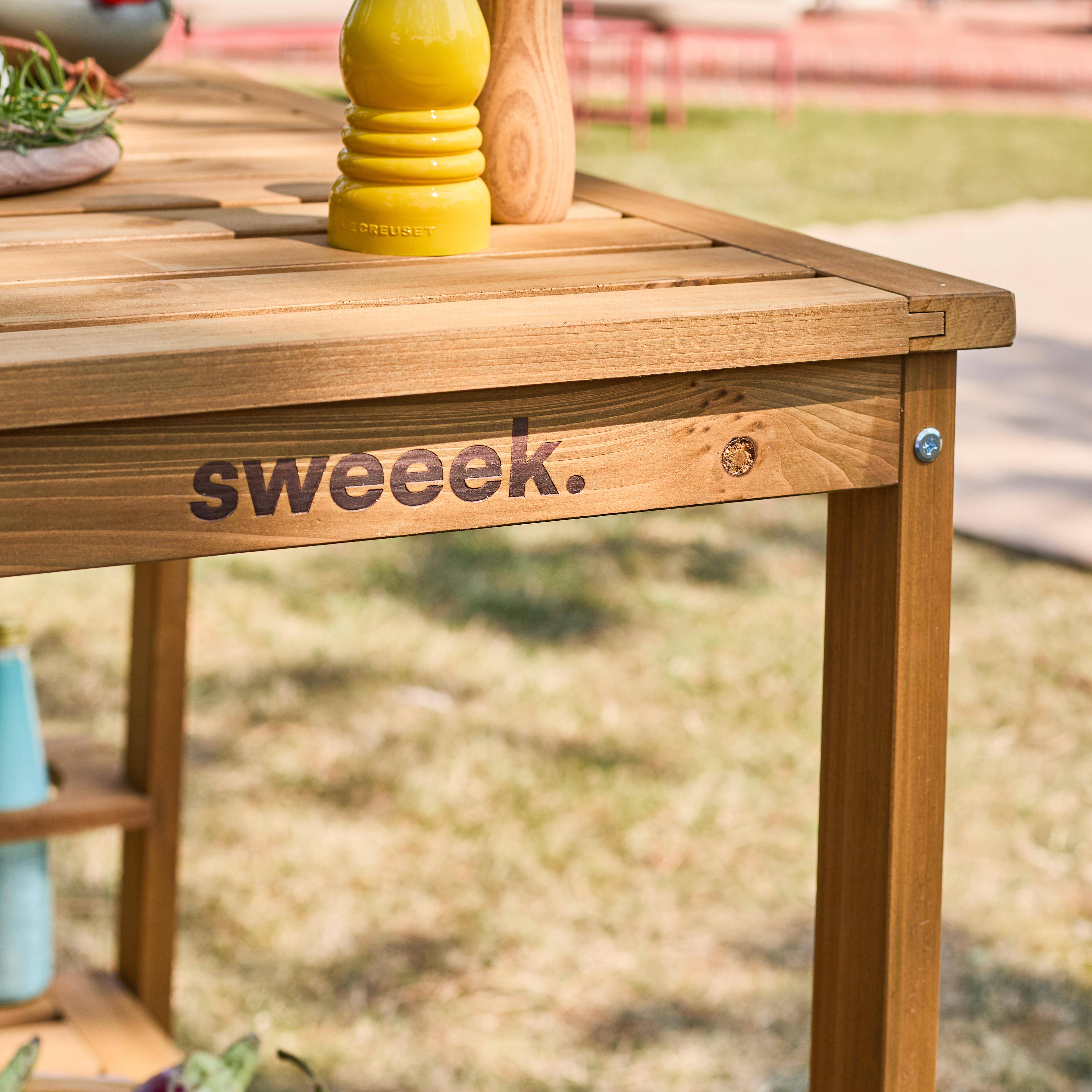 Carrello per barbecue in legno di abete da 95cm, Aulne, Marrone naturale, 95x47x74 cm,sweeek,Photo5