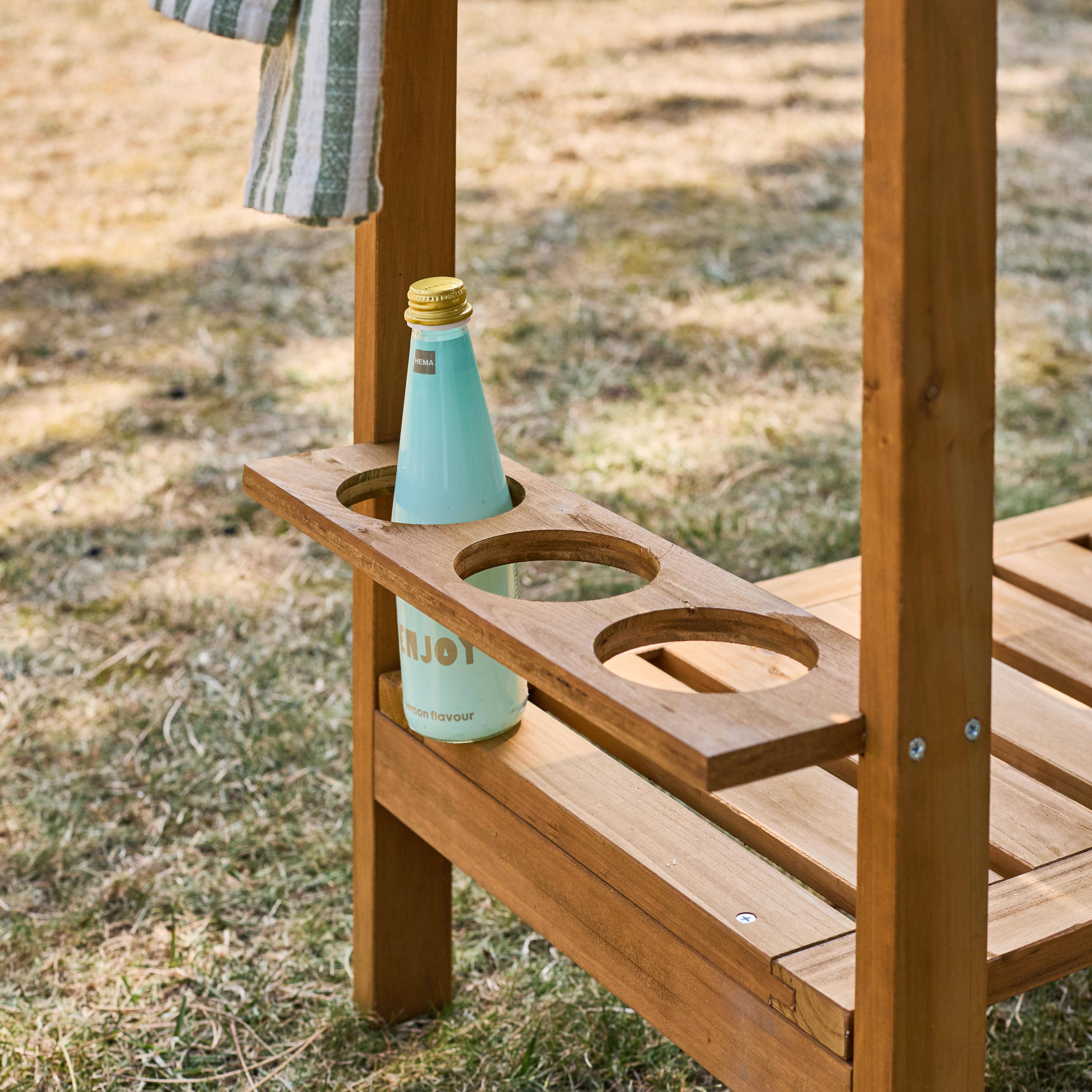 Carrello per barbecue in legno di abete da 95cm, Aulne, Marrone naturale, 95x47x74 cm,sweeek,Photo6